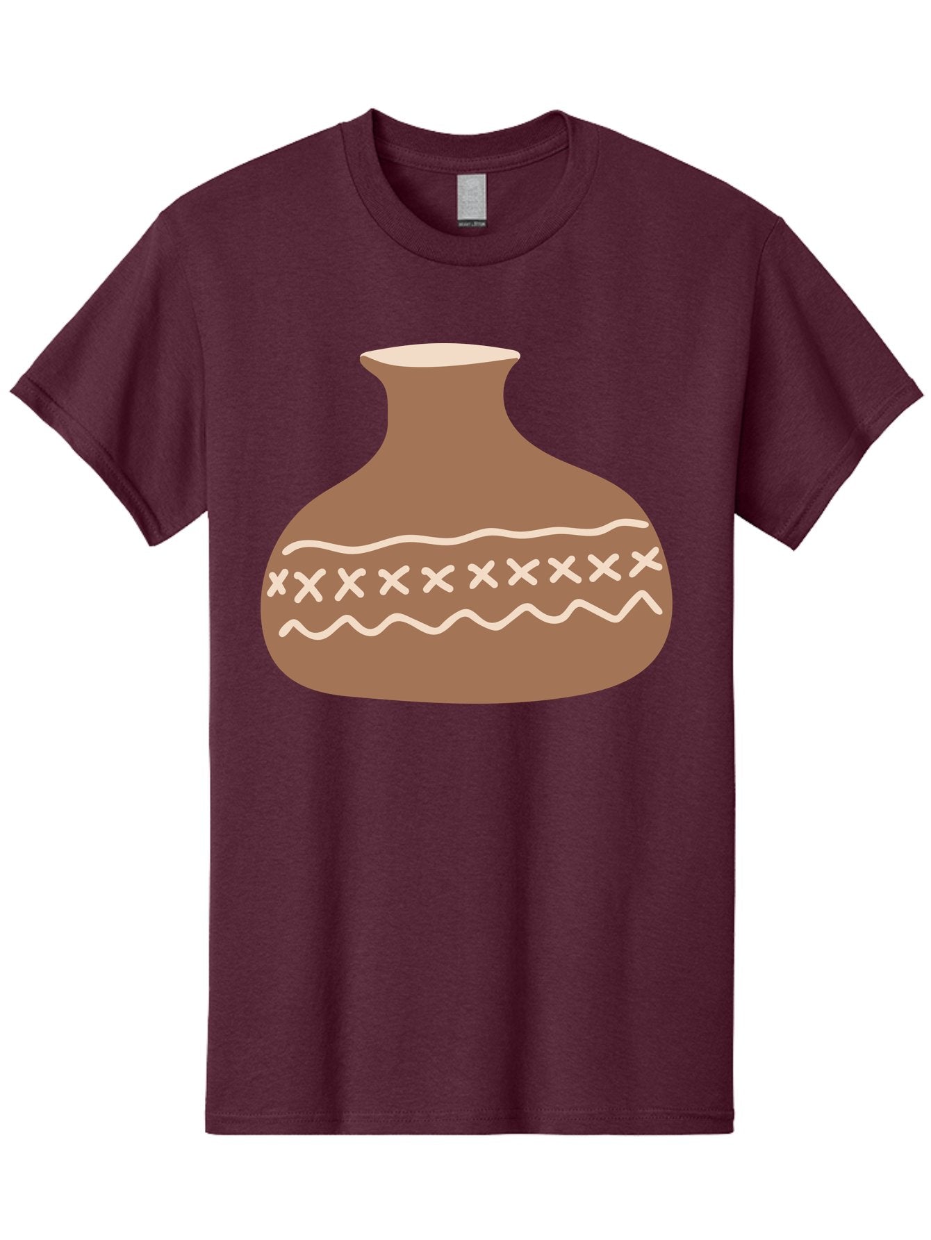 Clay-Pot Men'S Graphic Tee, 100% Cotton, Comfortable Casual Summer Wear, Machine Washable, Clay Pot, Pottery Vessel, Ceramic Design, Traditional Craftsmanship, Handmade Art, Wavy Lines, Crosses Pattern, Earthy Tones, Cultural Heritage, Aae004 6