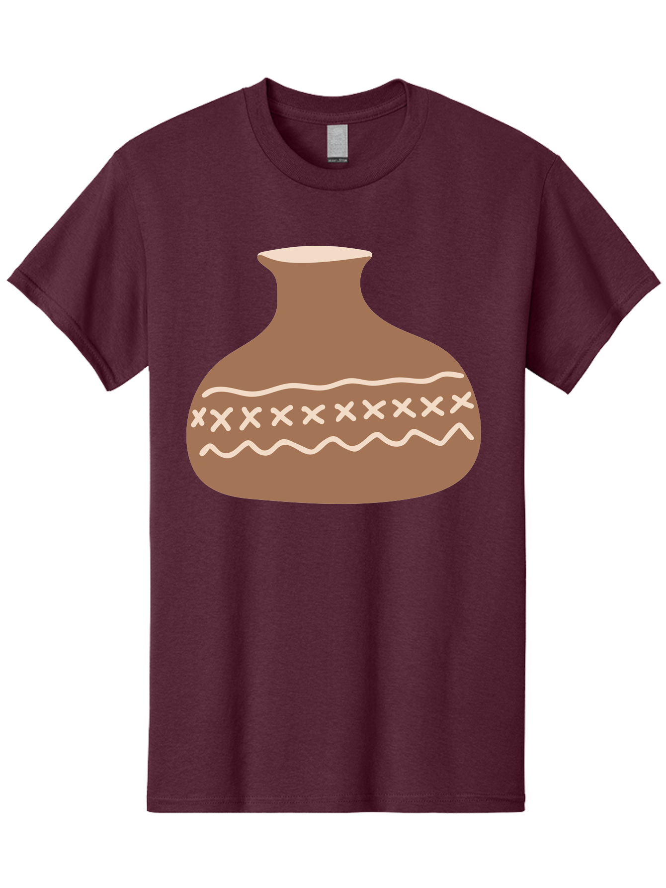 Clay-Pot Men'S Graphic Tee, 100% Cotton, Comfortable Casual Summer Wear, Machine Washable, Clay Pot, Pottery Vessel, Ceramic Design, Traditional Craftsmanship, Handmade Art, Wavy Lines, Crosses Pattern, Earthy Tones, Cultural Heritage, Aae004 13