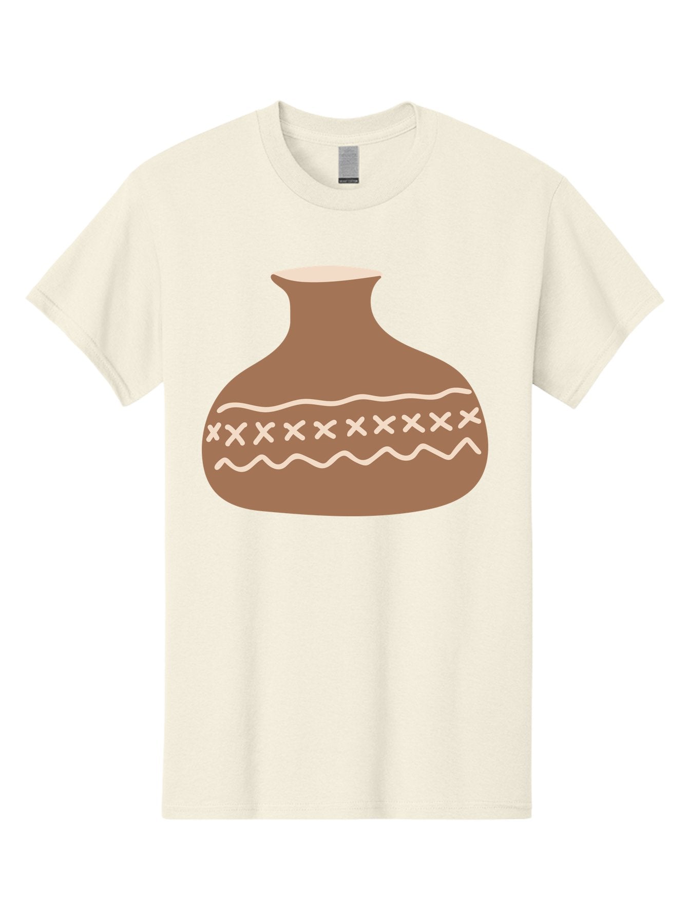 Clay-Pot Men'S Graphic Tee, 100% Cotton, Comfortable Casual Summer Wear, Machine Washable, Clay Pot, Pottery Vessel, Ceramic Design, Traditional Craftsmanship, Handmade Art, Wavy Lines, Crosses Pattern, Earthy Tones, Cultural Heritage, Aae004 15