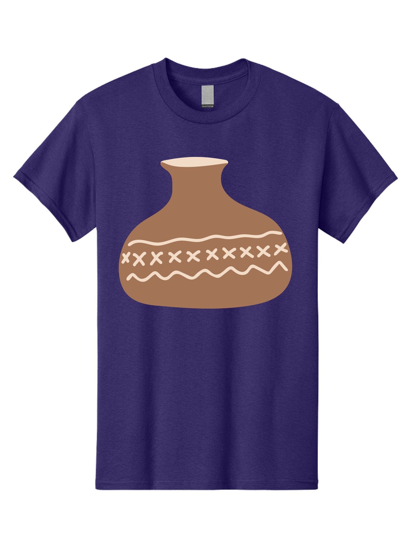 Clay-Pot Men'S Graphic Tee, 100% Cotton, Comfortable Casual Summer Wear, Machine Washable, Clay Pot, Pottery Vessel, Ceramic Design, Traditional Craftsmanship, Handmade Art, Wavy Lines, Crosses Pattern, Earthy Tones, Cultural Heritage, Aae004 7