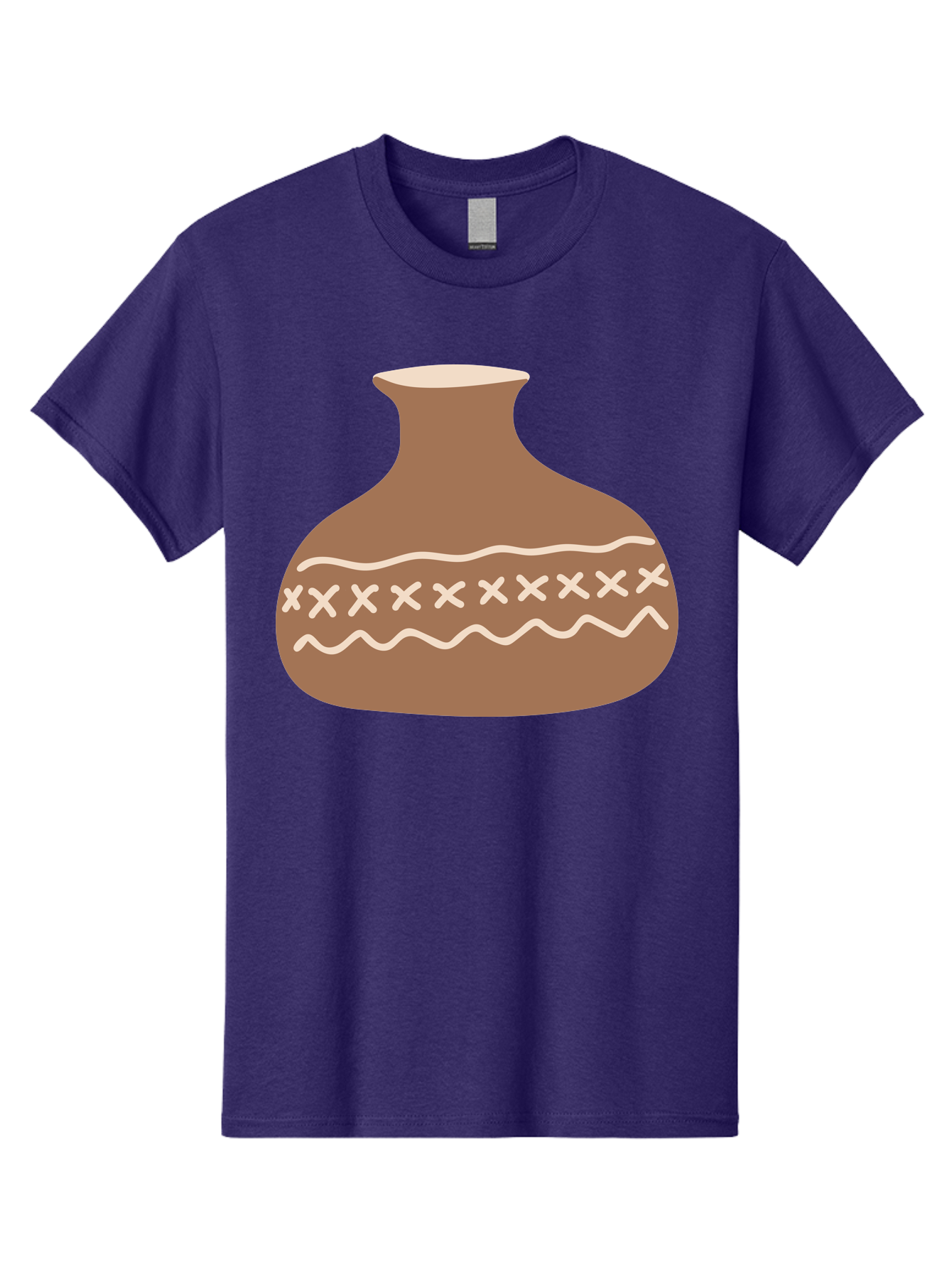 Clay-Pot Men'S Graphic Tee, 100% Cotton, Comfortable Casual Summer Wear, Machine Washable, Clay Pot, Pottery Vessel, Ceramic Design, Traditional Craftsmanship, Handmade Art, Wavy Lines, Crosses Pattern, Earthy Tones, Cultural Heritage, Aae004 25