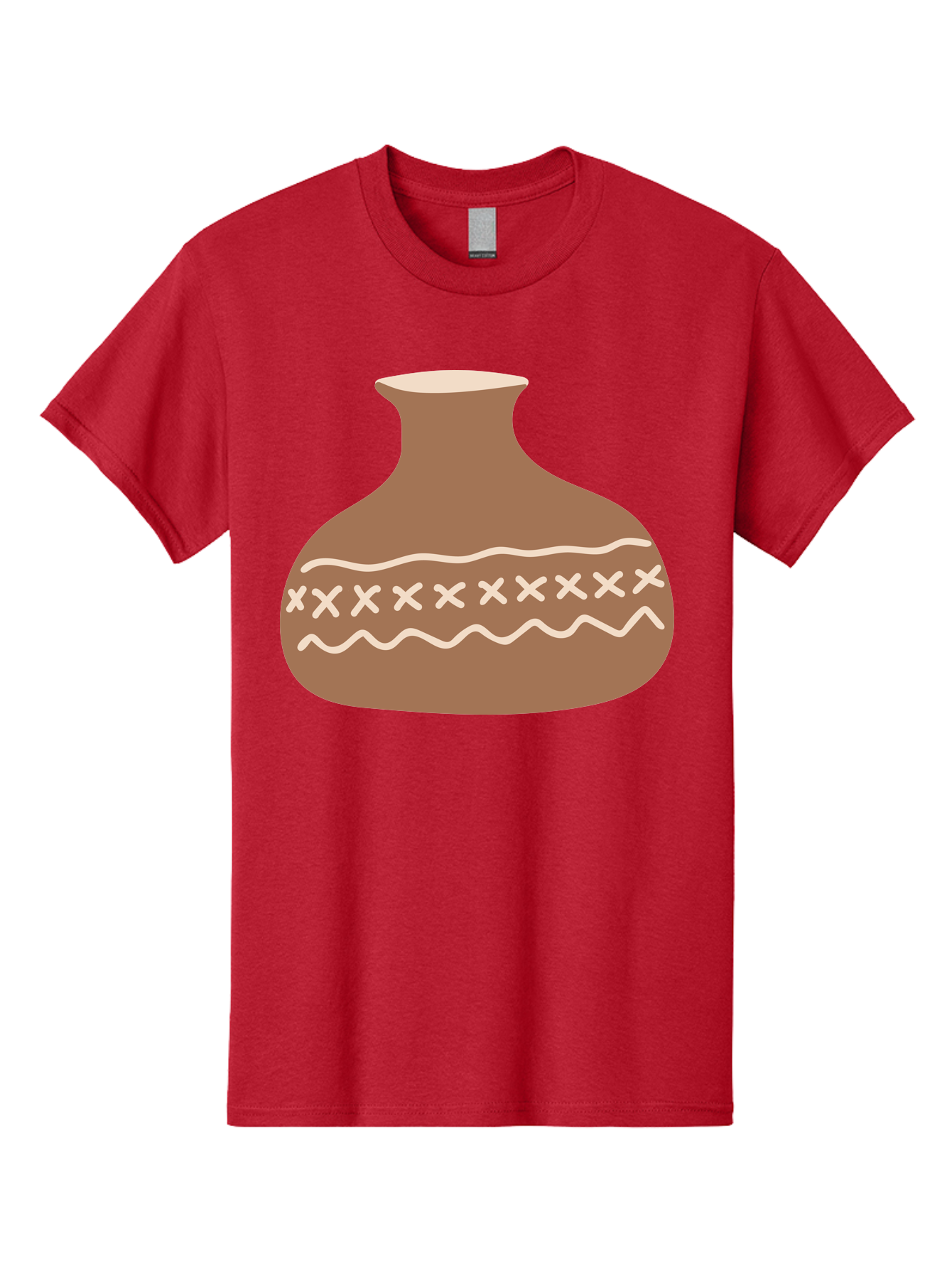 Clay-Pot Men'S Graphic Tee, 100% Cotton, Comfortable Casual Summer Wear, Machine Washable, Clay Pot, Pottery Vessel, Ceramic Design, Traditional Craftsmanship, Handmade Art, Wavy Lines, Crosses Pattern, Earthy Tones, Cultural Heritage, Aae004 21