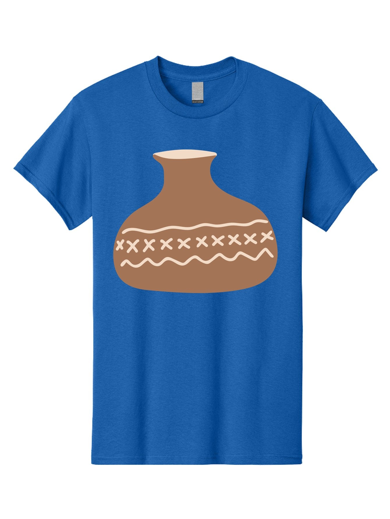 Clay-Pot Men'S Graphic Tee, 100% Cotton, Comfortable Casual Summer Wear, Machine Washable, Clay Pot, Pottery Vessel, Ceramic Design, Traditional Craftsmanship, Handmade Art, Wavy Lines, Crosses Pattern, Earthy Tones, Cultural Heritage, Aae004 11