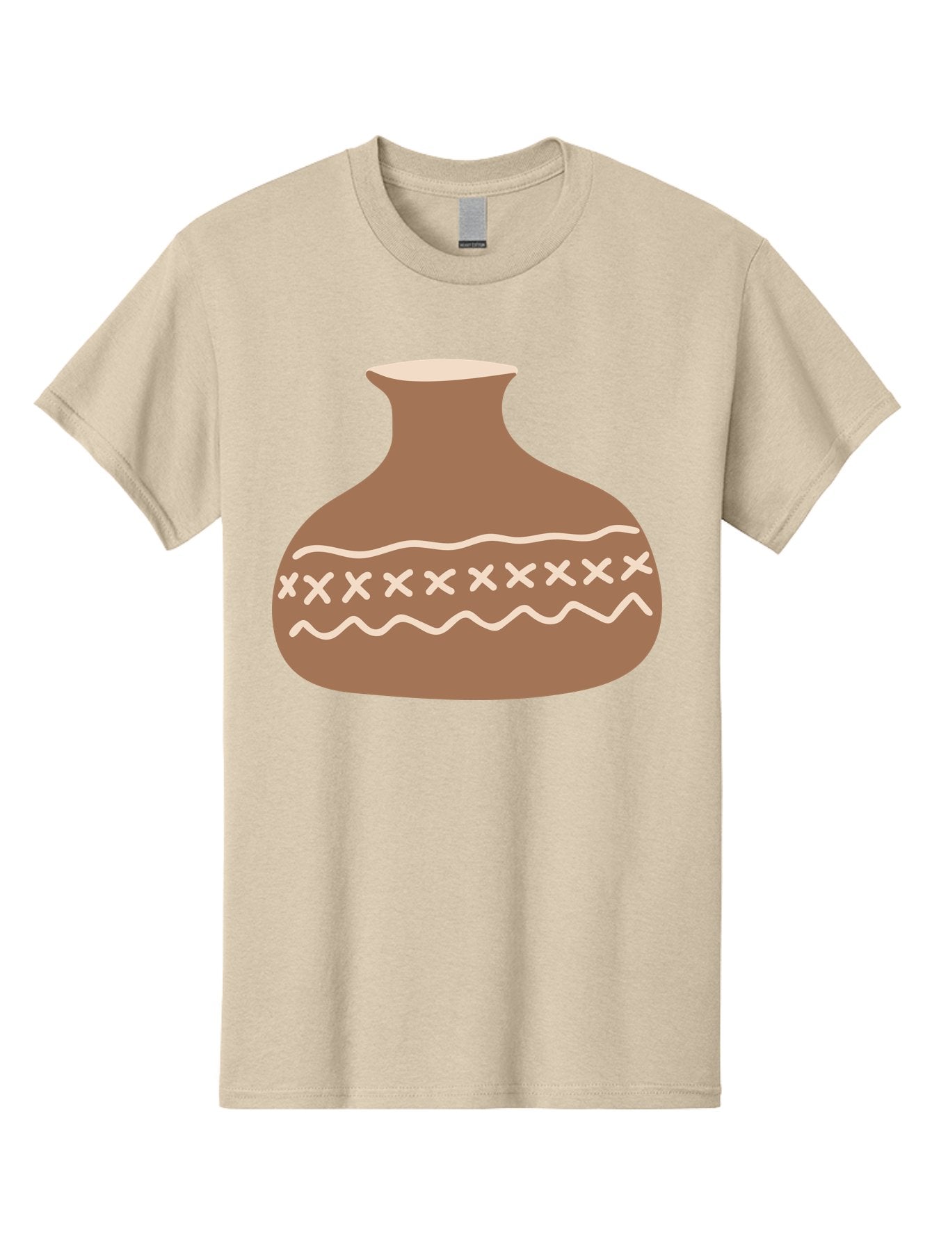 Clay-Pot Men'S Graphic Tee, 100% Cotton, Comfortable Casual Summer Wear, Machine Washable, Clay Pot, Pottery Vessel, Ceramic Design, Traditional Craftsmanship, Handmade Art, Wavy Lines, Crosses Pattern, Earthy Tones, Cultural Heritage, Aae004 12
