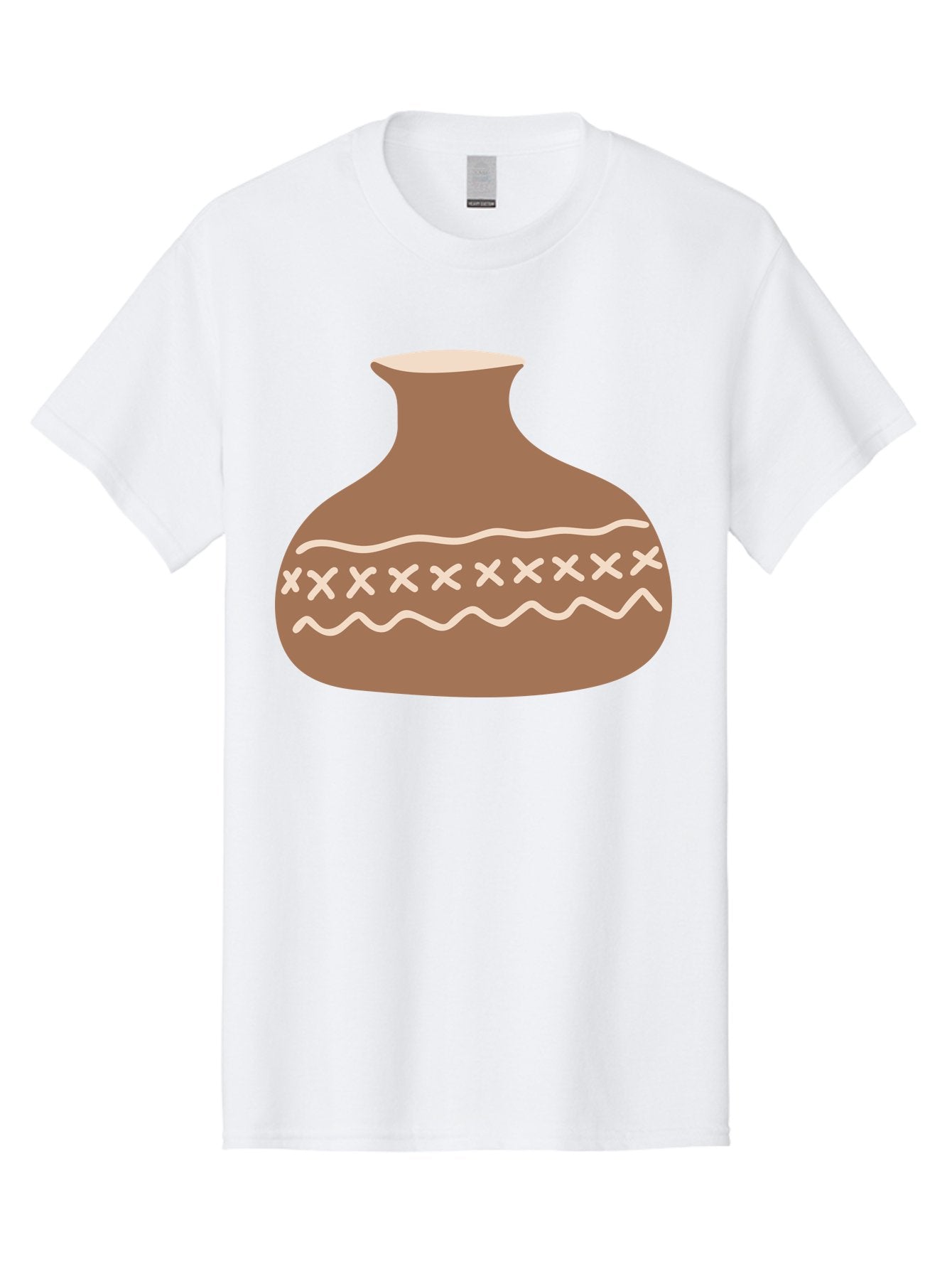 Clay-Pot Men'S Graphic Tee, 100% Cotton, Comfortable Casual Summer Wear, Machine Washable, Clay Pot, Pottery Vessel, Ceramic Design, Traditional Craftsmanship, Handmade Art, Wavy Lines, Crosses Pattern, Earthy Tones, Cultural Heritage, Aae004 8