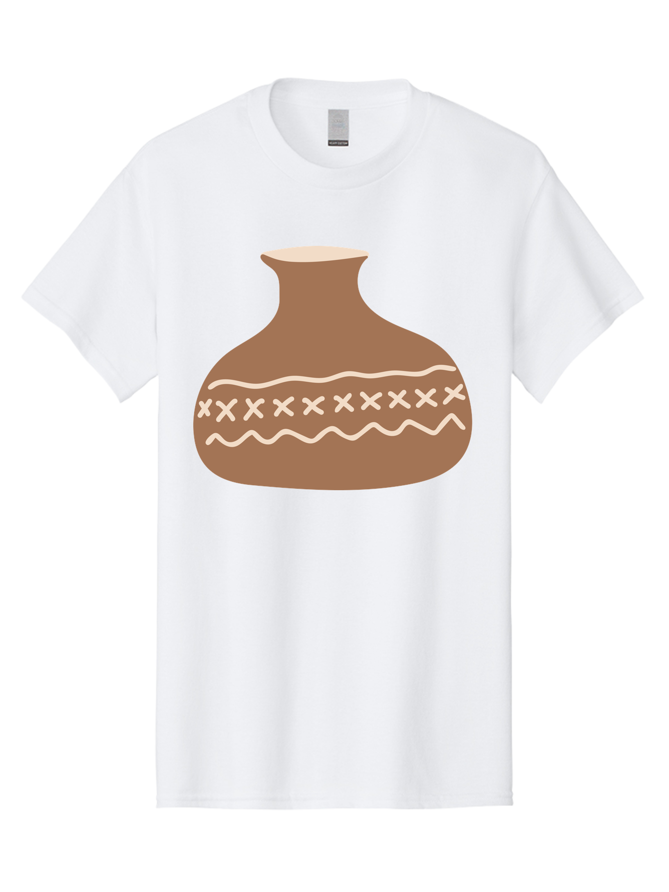 Clay-Pot Men'S Graphic Tee, 100% Cotton, Comfortable Casual Summer Wear, Machine Washable, Clay Pot, Pottery Vessel, Ceramic Design, Traditional Craftsmanship, Handmade Art, Wavy Lines, Crosses Pattern, Earthy Tones, Cultural Heritage, Aae004 11