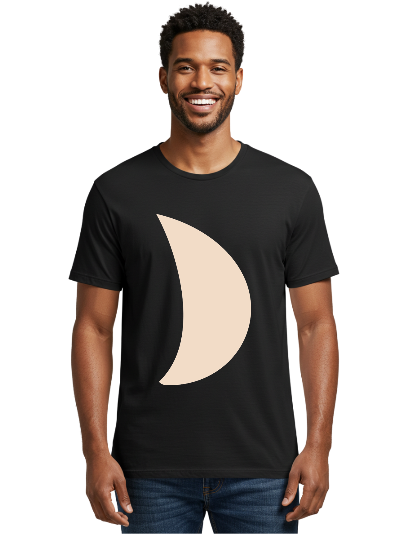 Crescent-Moon-1 Men'S Graphic Tee, 100% Cotton, Comfortable Casual Summer Wear, Machine Washable, Crescent Moon, Lunar Phase, Minimalist Design, Simple Shape, Soft Beige, Modern Graphic, Abstract Art Aae005 14
