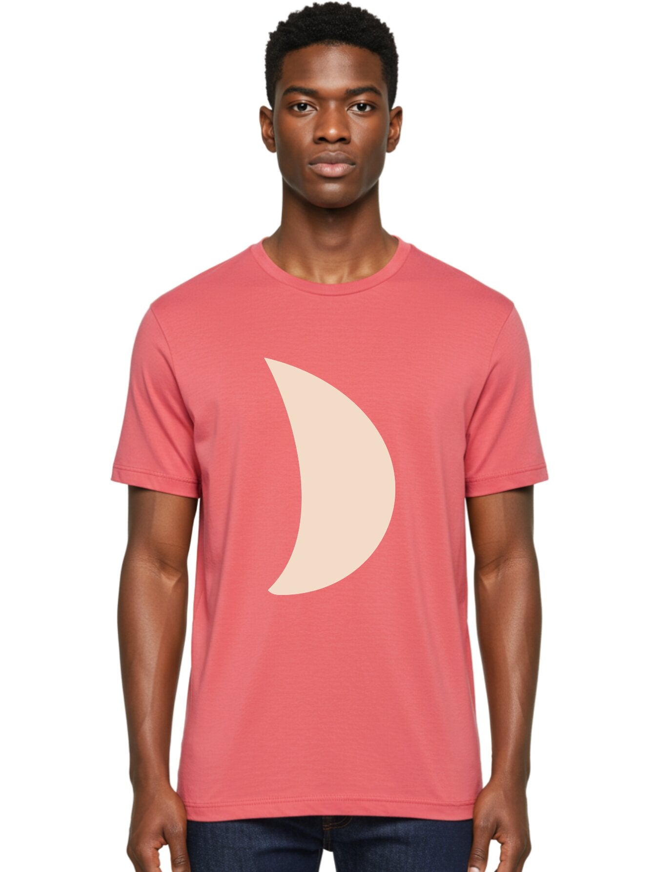 Crescent-Moon-1 Men'S Graphic Tee, 100% Cotton, Comfortable Casual Summer Wear, Machine Washable, Crescent Moon, Lunar Phase, Minimalist Design, Simple Shape, Soft Beige, Modern Graphic, Abstract Art Aae005 29