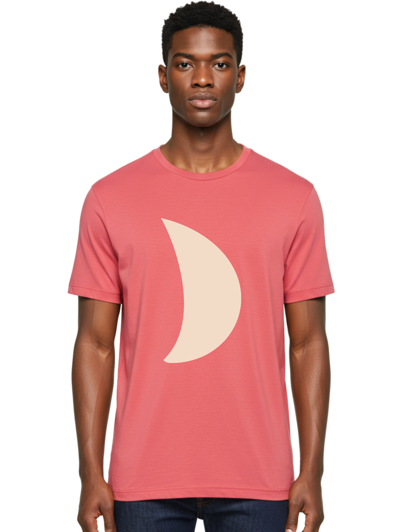 Crescent-Moon-1 Men'S Graphic Tee, 100% Cotton, Comfortable Casual Summer Wear, Machine Washable, Crescent Moon, Lunar Phase, Minimalist Design, Simple Shape, Soft Beige, Modern Graphic, Abstract Art Aae005 4