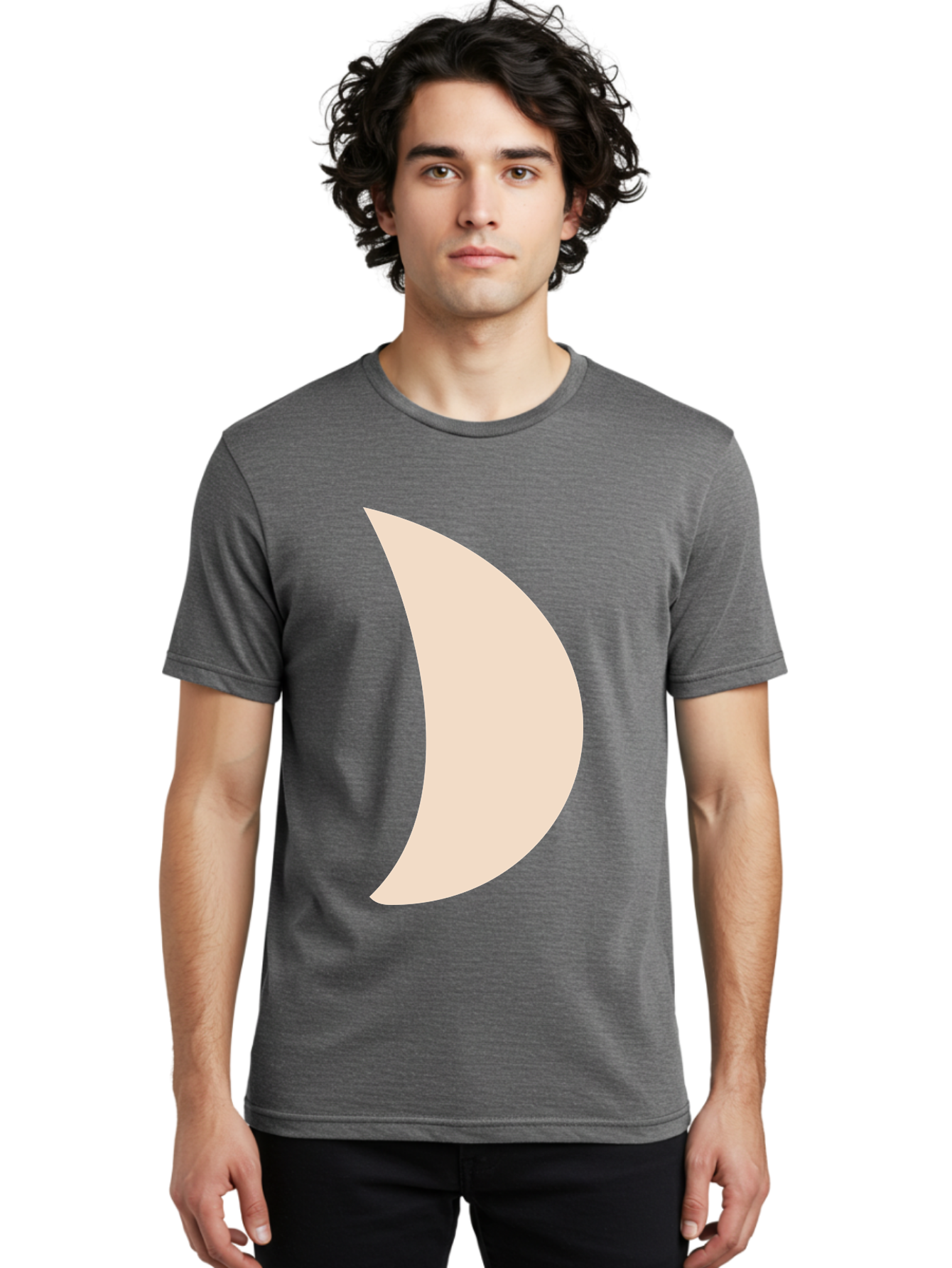 Crescent-Moon-1 Men'S Graphic Tee, 100% Cotton, Comfortable Casual Summer Wear, Machine Washable, Crescent Moon, Lunar Phase, Minimalist Design, Simple Shape, Soft Beige, Modern Graphic, Abstract Art Aae005 28