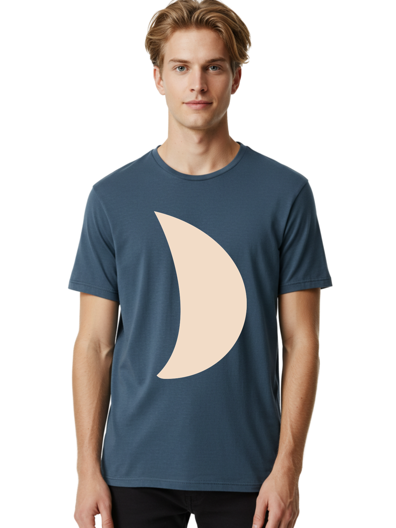 Crescent-Moon-1 Men'S Graphic Tee, 100% Cotton, Comfortable Casual Summer Wear, Machine Washable, Crescent Moon, Lunar Phase, Minimalist Design, Simple Shape, Soft Beige, Modern Graphic, Abstract Art Aae005 6