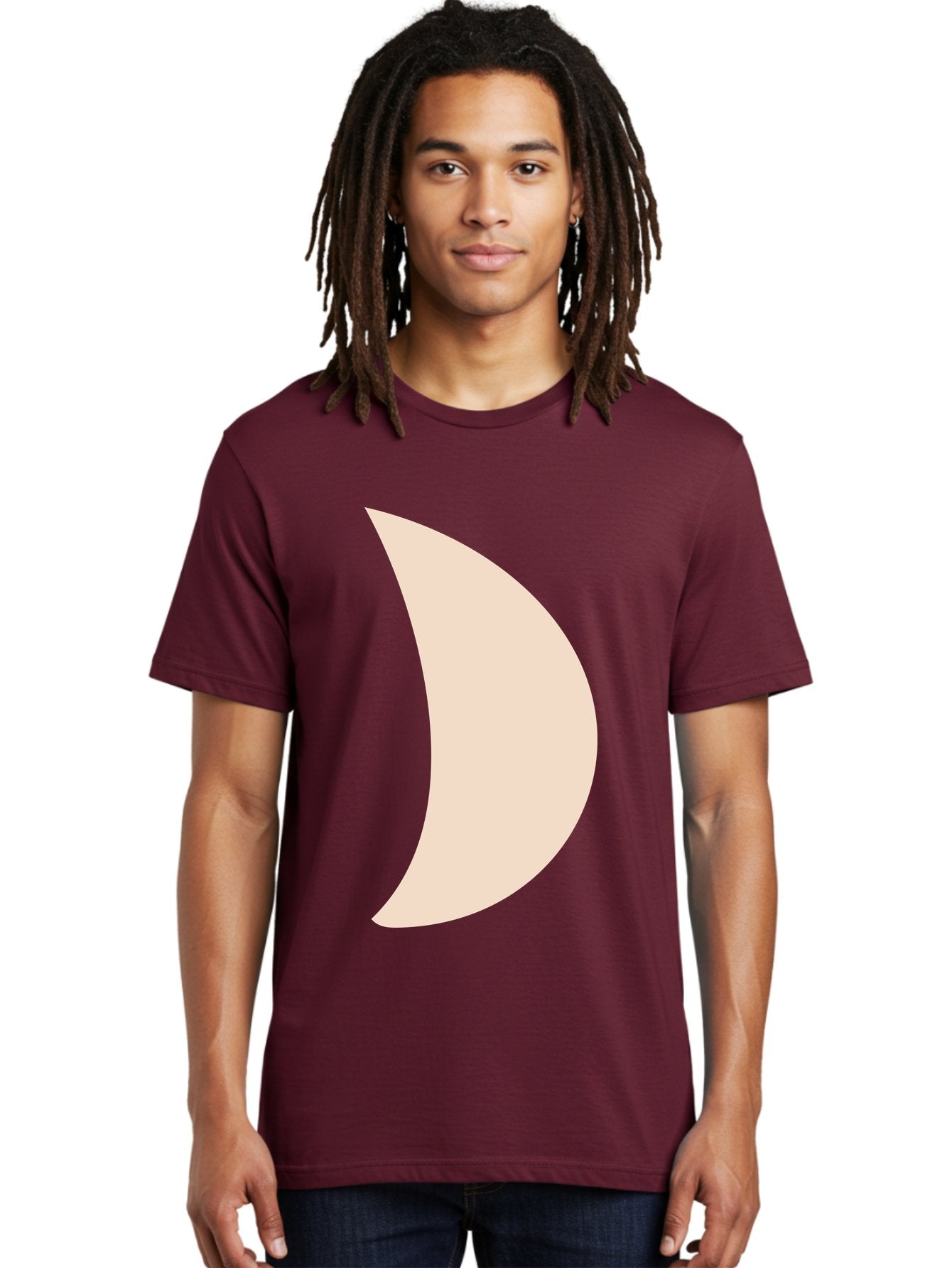 Crescent-Moon-1 Men'S Graphic Tee, 100% Cotton, Comfortable Casual Summer Wear, Machine Washable, Crescent Moon, Lunar Phase, Minimalist Design, Simple Shape, Soft Beige, Modern Graphic, Abstract Art Aae005 18