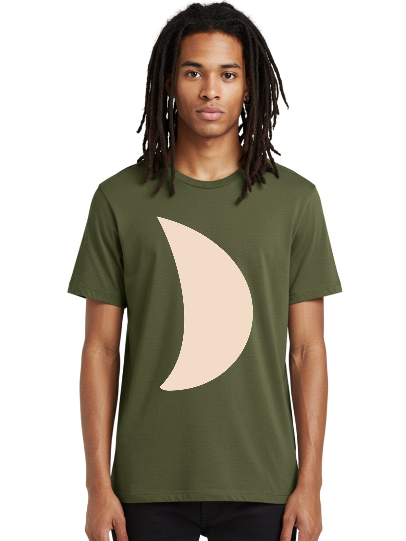 Crescent-Moon-1 Men'S Graphic Tee, 100% Cotton, Comfortable Casual Summer Wear, Machine Washable, Crescent Moon, Lunar Phase, Minimalist Design, Simple Shape, Soft Beige, Modern Graphic, Abstract Art Aae005 23