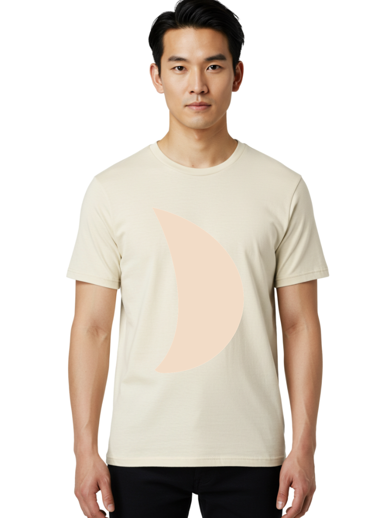 Crescent-Moon-1 Men'S Graphic Tee, 100% Cotton, Comfortable Casual Summer Wear, Machine Washable, Crescent Moon, Lunar Phase, Minimalist Design, Simple Shape, Soft Beige, Modern Graphic, Abstract Art Aae005 10