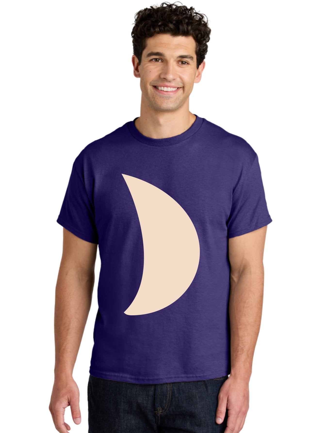 Crescent-Moon-1 Men'S Graphic Tee, 100% Cotton, Comfortable Casual Summer Wear, Machine Washable, Crescent Moon, Lunar Phase, Minimalist Design, Simple Shape, Soft Beige, Modern Graphic, Abstract Art Aae005 30