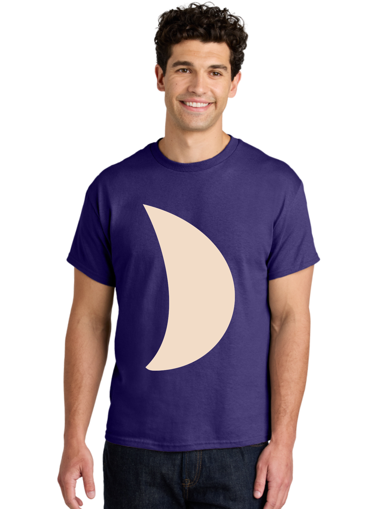 Crescent-Moon-1 Men'S Graphic Tee, 100% Cotton, Comfortable Casual Summer Wear, Machine Washable, Crescent Moon, Lunar Phase, Minimalist Design, Simple Shape, Soft Beige, Modern Graphic, Abstract Art Aae005