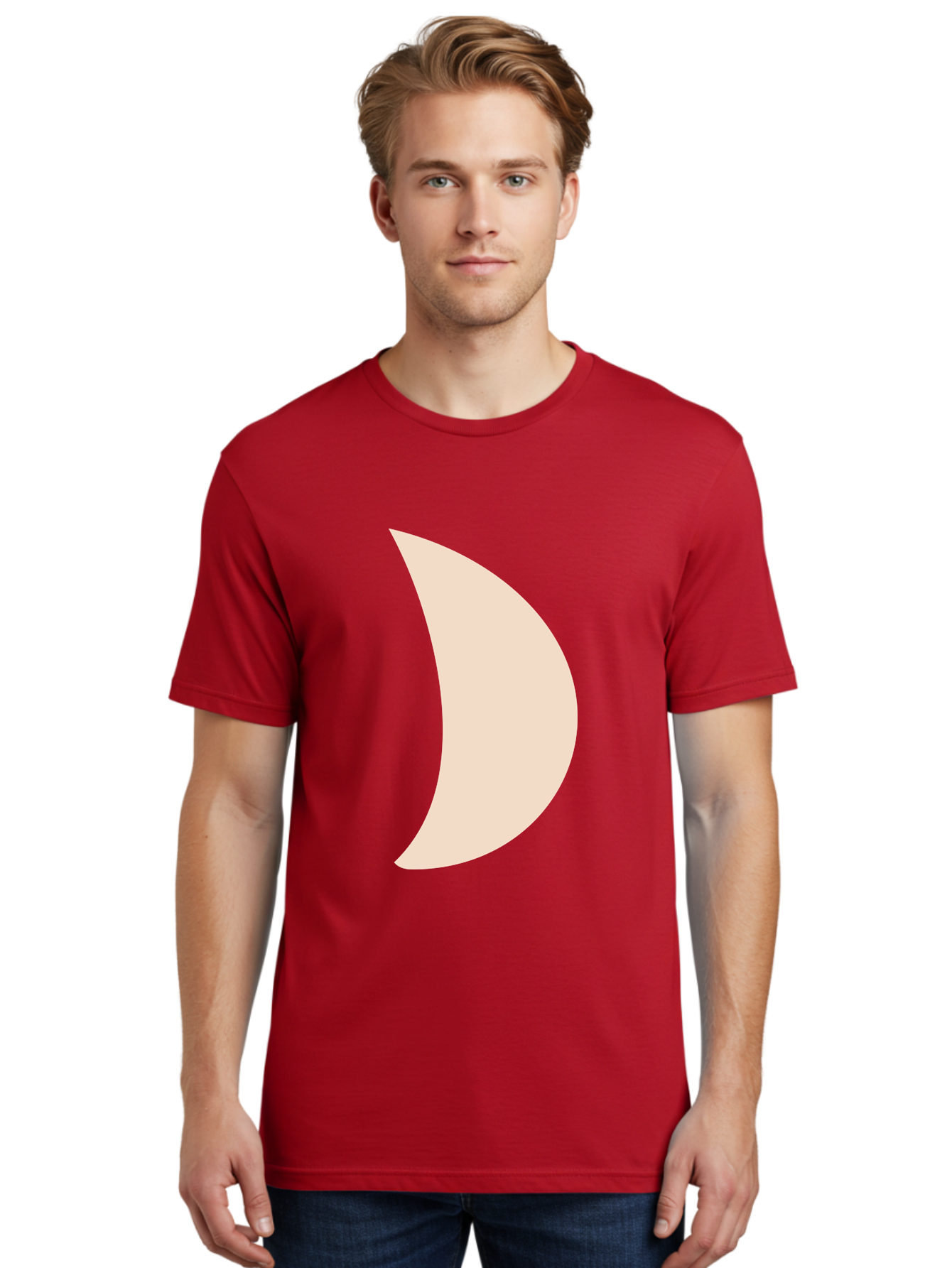 Crescent-Moon-1 Men'S Graphic Tee, 100% Cotton, Comfortable Casual Summer Wear, Machine Washable, Crescent Moon, Lunar Phase, Minimalist Design, Simple Shape, Soft Beige, Modern Graphic, Abstract Art Aae005 20