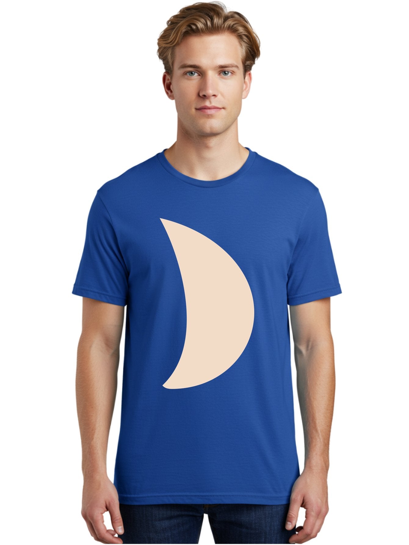 Crescent-Moon-1 Men'S Graphic Tee, 100% Cotton, Comfortable Casual Summer Wear, Machine Washable, Crescent Moon, Lunar Phase, Minimalist Design, Simple Shape, Soft Beige, Modern Graphic, Abstract Art Aae005 19