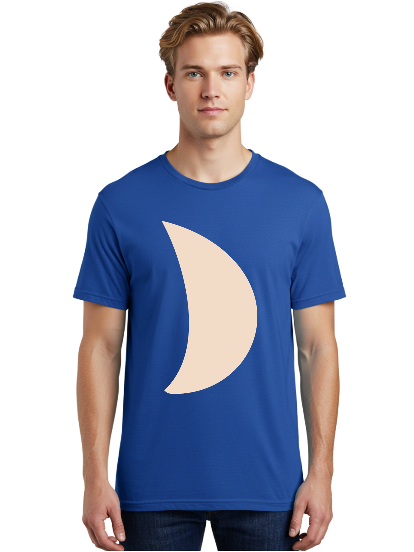 Crescent-Moon-1 Men'S Graphic Tee, 100% Cotton, Comfortable Casual Summer Wear, Machine Washable, Crescent Moon, Lunar Phase, Minimalist Design, Simple Shape, Soft Beige, Modern Graphic, Abstract Art Aae005 22