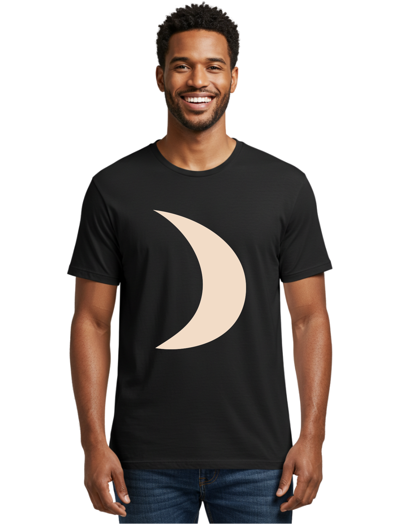 Crescent-Moon-2 Men'S Graphic Tee, 100% Cotton, Comfortable Casual Summer Wear, Machine Washable, Crescent Moon Shape, Minimalist Design, Simple Graphics, Tan Color, Abstract Art, Lunar Symbol, Night Sky Theme Aae006 16