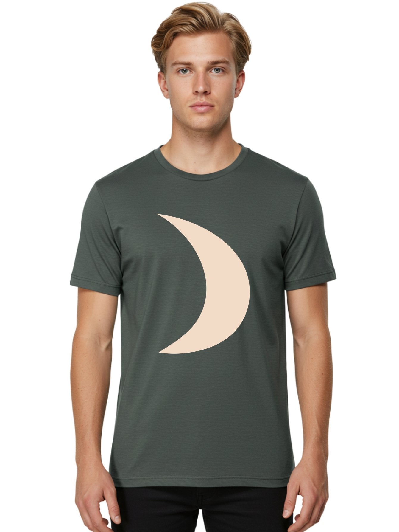 Crescent-Moon-2 Men'S Graphic Tee, 100% Cotton, Comfortable Casual Summer Wear, Machine Washable, Crescent Moon Shape, Minimalist Design, Simple Graphics, Tan Color, Abstract Art, Lunar Symbol, Night Sky Theme Aae006 30
