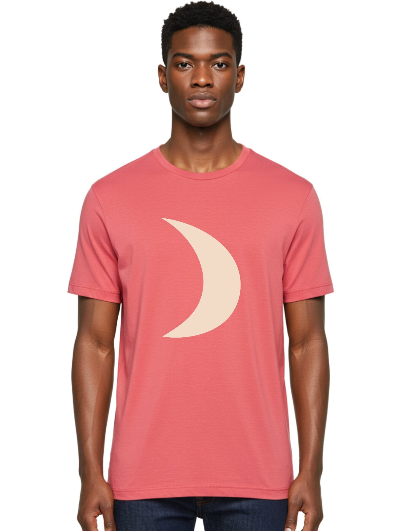 Crescent-Moon-2 Men'S Graphic Tee, 100% Cotton, Comfortable Casual Summer Wear, Machine Washable, Crescent Moon Shape, Minimalist Design, Simple Graphics, Tan Color, Abstract Art, Lunar Symbol, Night Sky Theme Aae006 19