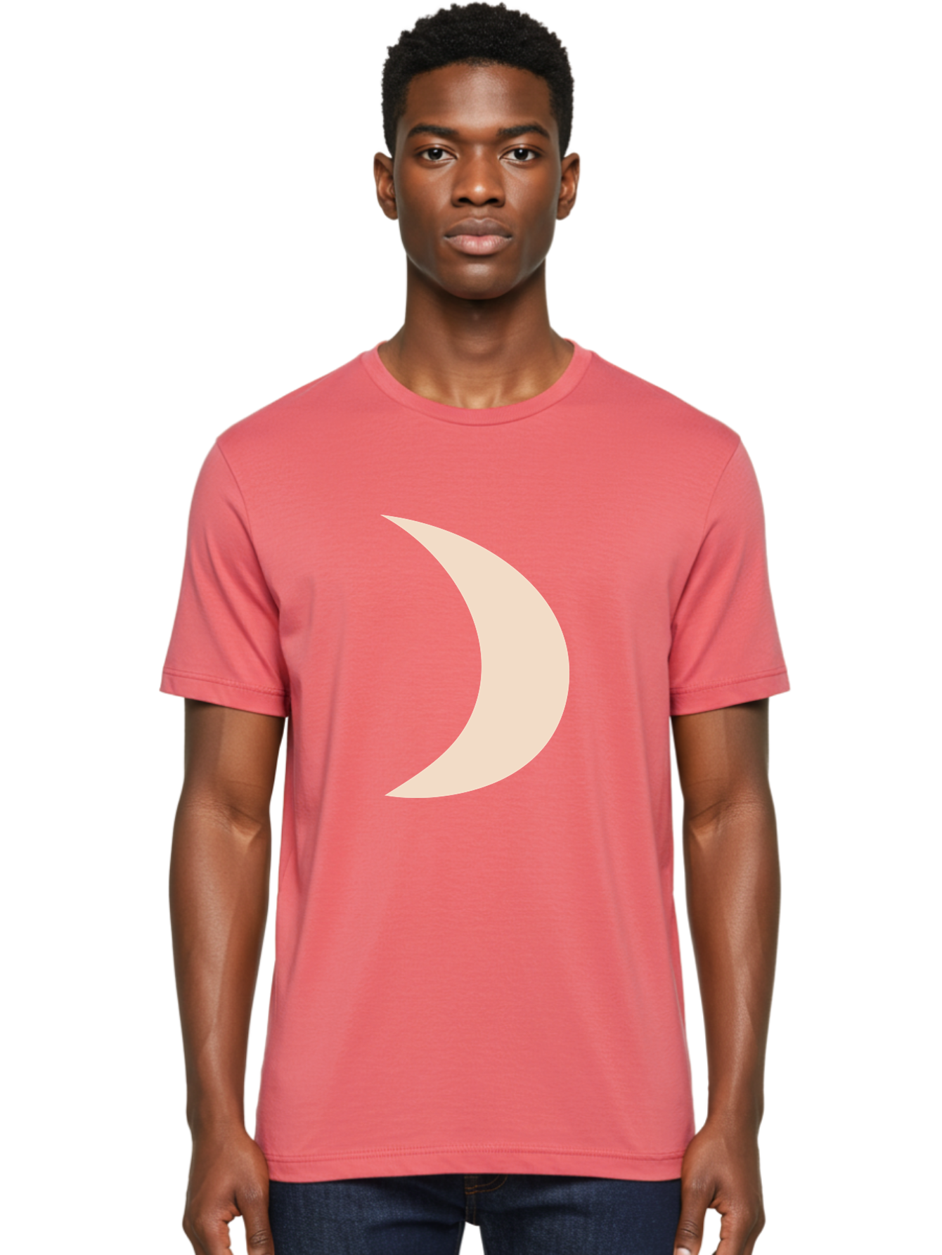 Crescent-Moon-2 Men'S Graphic Tee, 100% Cotton, Comfortable Casual Summer Wear, Machine Washable, Crescent Moon Shape, Minimalist Design, Simple Graphics, Tan Color, Abstract Art, Lunar Symbol, Night Sky Theme Aae006 22