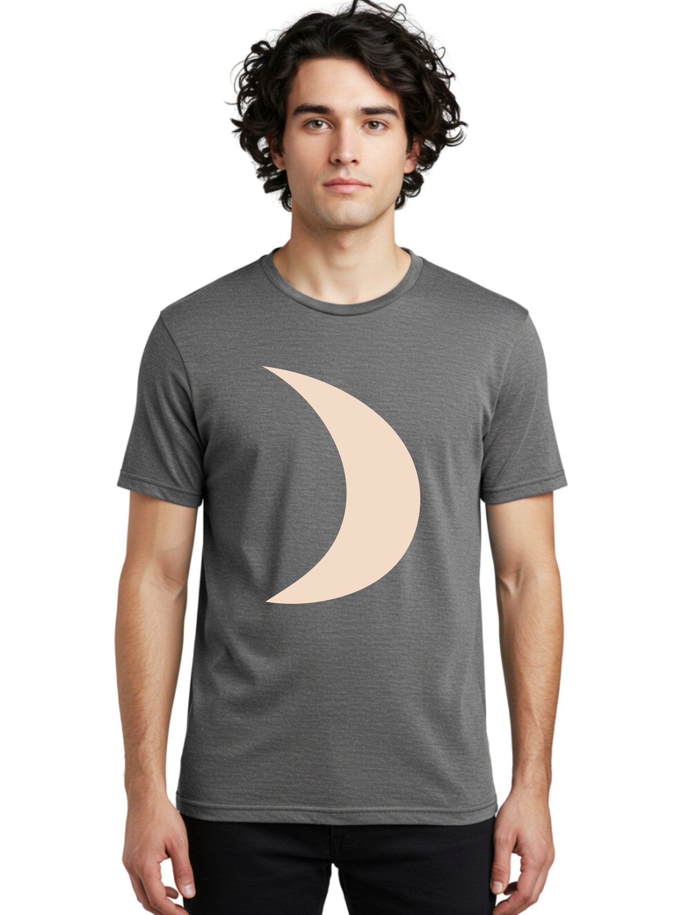 Crescent-Moon-2 Men'S Graphic Tee, 100% Cotton, Comfortable Casual Summer Wear, Machine Washable, Crescent Moon Shape, Minimalist Design, Simple Graphics, Tan Color, Abstract Art, Lunar Symbol, Night Sky Theme Aae006 27