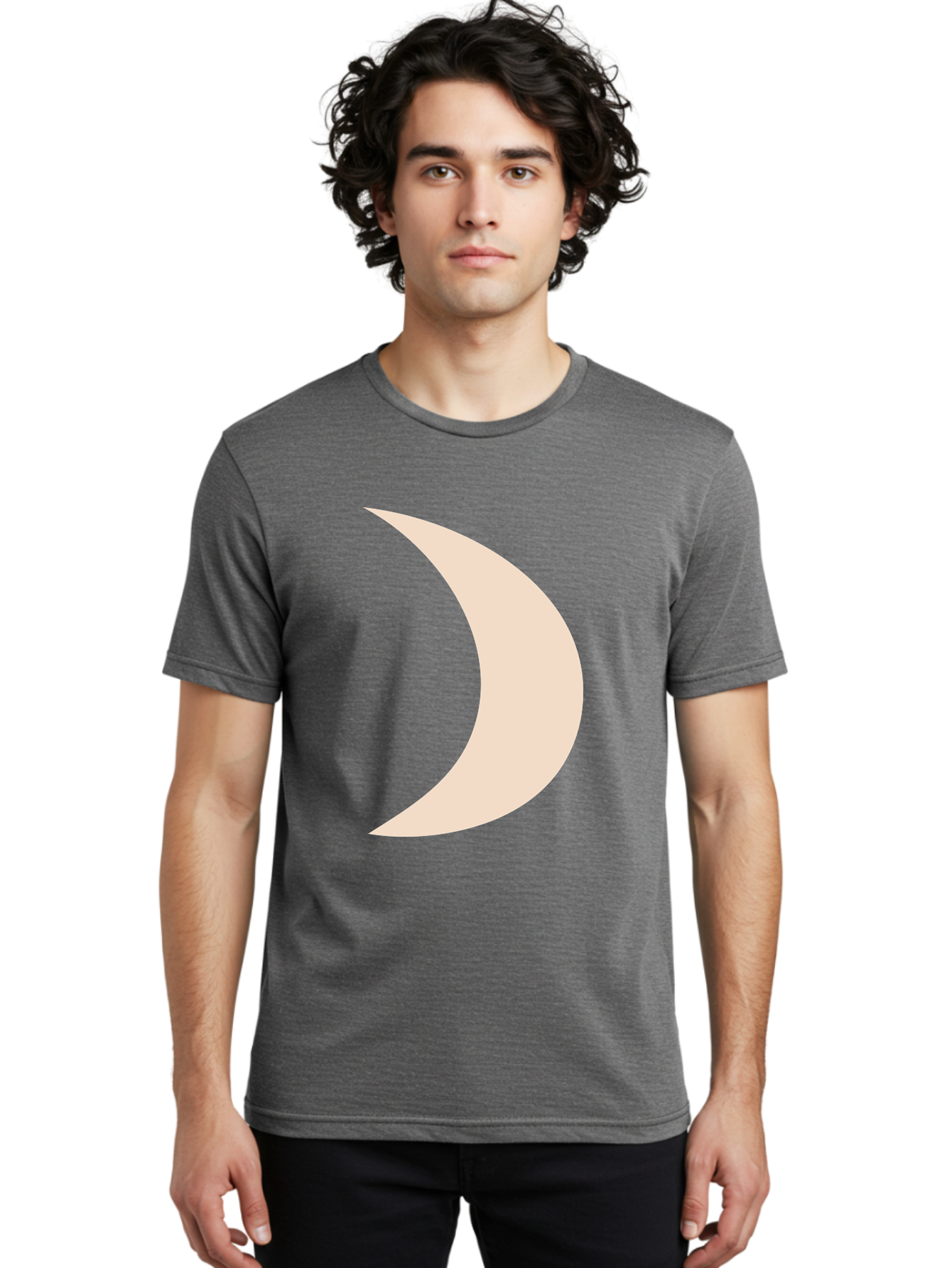 Crescent-Moon-2 Men'S Graphic Tee, 100% Cotton, Comfortable Casual Summer Wear, Machine Washable, Crescent Moon Shape, Minimalist Design, Simple Graphics, Tan Color, Abstract Art, Lunar Symbol, Night Sky Theme Aae006 8
