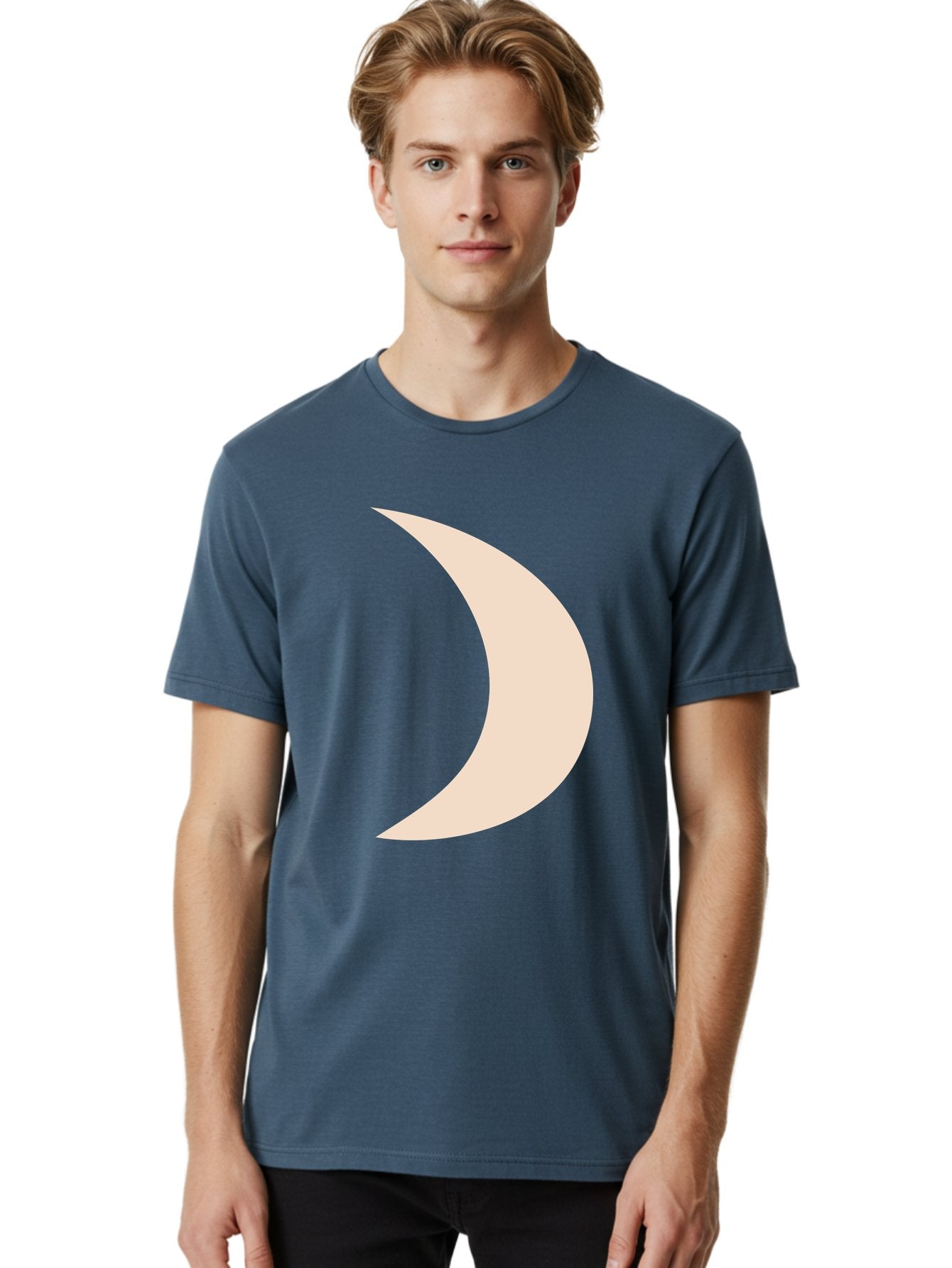 Crescent-Moon-2 Men'S Graphic Tee, 100% Cotton, Comfortable Casual Summer Wear, Machine Washable, Crescent Moon Shape, Minimalist Design, Simple Graphics, Tan Color, Abstract Art, Lunar Symbol, Night Sky Theme Aae006 26