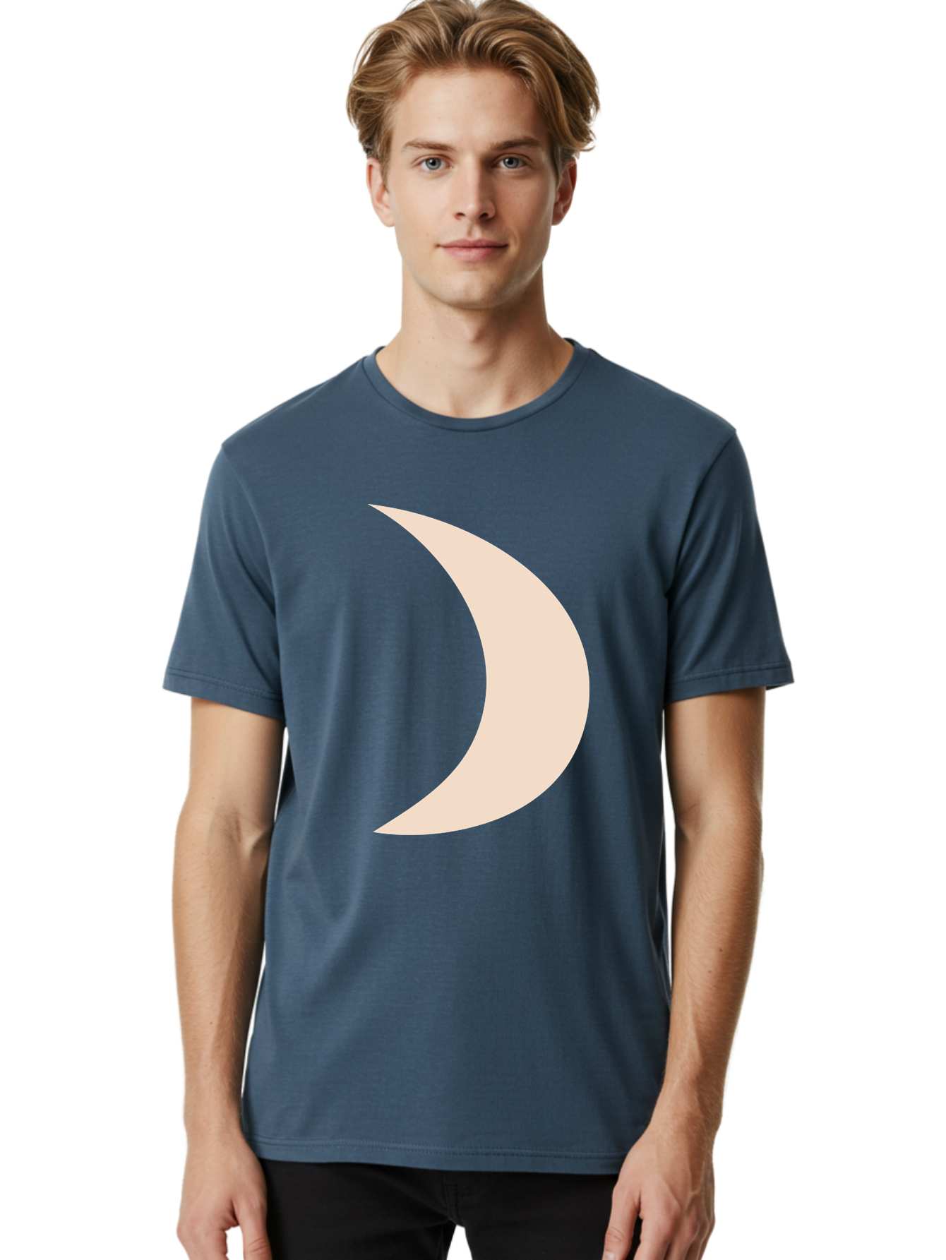 Crescent-Moon-2 Men'S Graphic Tee, 100% Cotton, Comfortable Casual Summer Wear, Machine Washable, Crescent Moon Shape, Minimalist Design, Simple Graphics, Tan Color, Abstract Art, Lunar Symbol, Night Sky Theme Aae006 10
