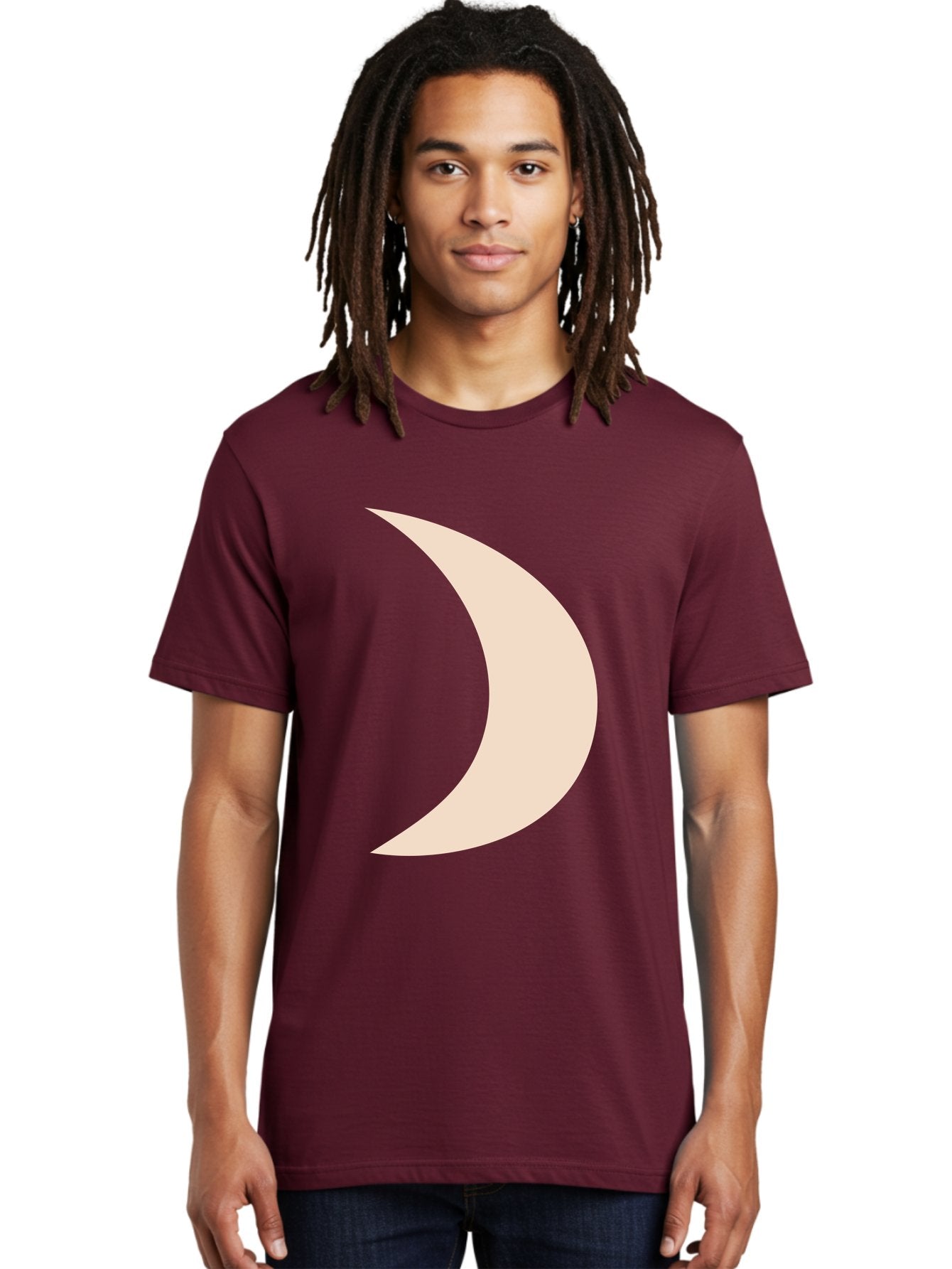 Crescent-Moon-2 Men'S Graphic Tee, 100% Cotton, Comfortable Casual Summer Wear, Machine Washable, Crescent Moon Shape, Minimalist Design, Simple Graphics, Tan Color, Abstract Art, Lunar Symbol, Night Sky Theme Aae006 16