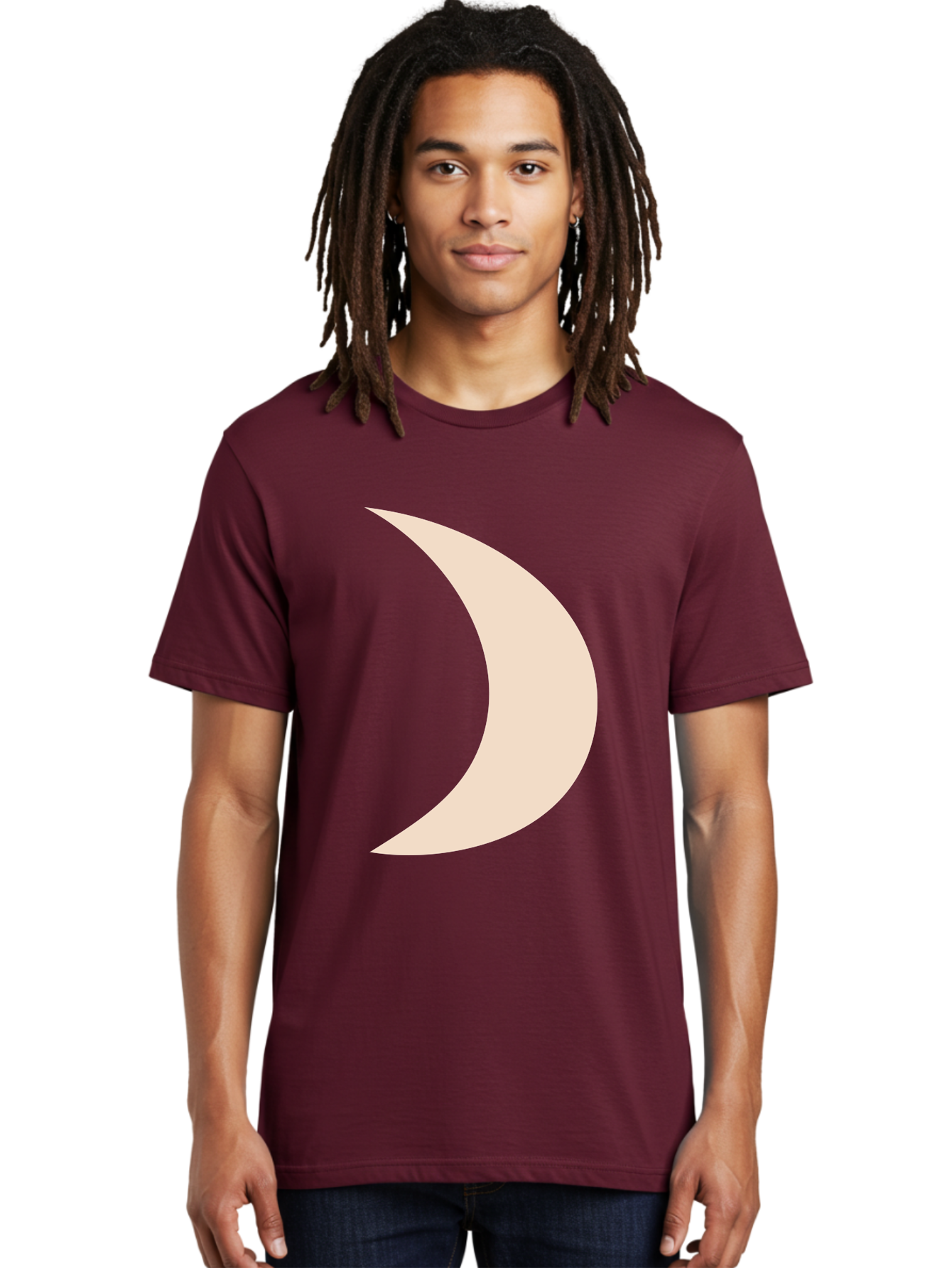 Crescent-Moon-2 Men'S Graphic Tee, 100% Cotton, Comfortable Casual Summer Wear, Machine Washable, Crescent Moon Shape, Minimalist Design, Simple Graphics, Tan Color, Abstract Art, Lunar Symbol, Night Sky Theme Aae006 26