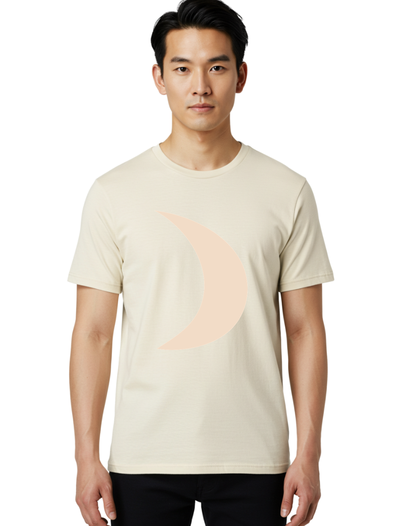 Crescent-Moon-2 Men'S Graphic Tee, 100% Cotton, Comfortable Casual Summer Wear, Machine Washable, Crescent Moon Shape, Minimalist Design, Simple Graphics, Tan Color, Abstract Art, Lunar Symbol, Night Sky Theme Aae006 30