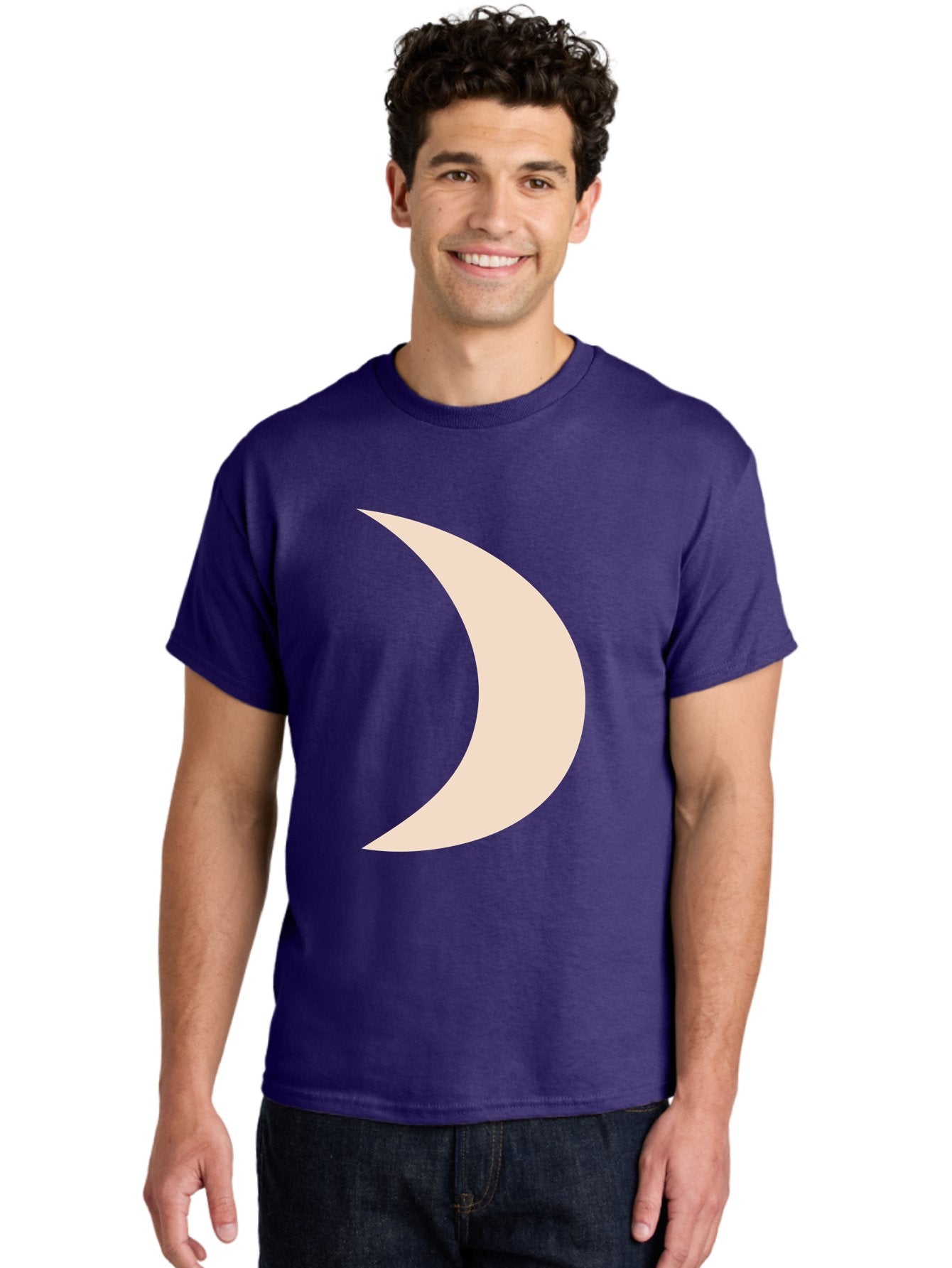 Crescent-Moon-2 Men'S Graphic Tee, 100% Cotton, Comfortable Casual Summer Wear, Machine Washable, Crescent Moon Shape, Minimalist Design, Simple Graphics, Tan Color, Abstract Art, Lunar Symbol, Night Sky Theme Aae006 17