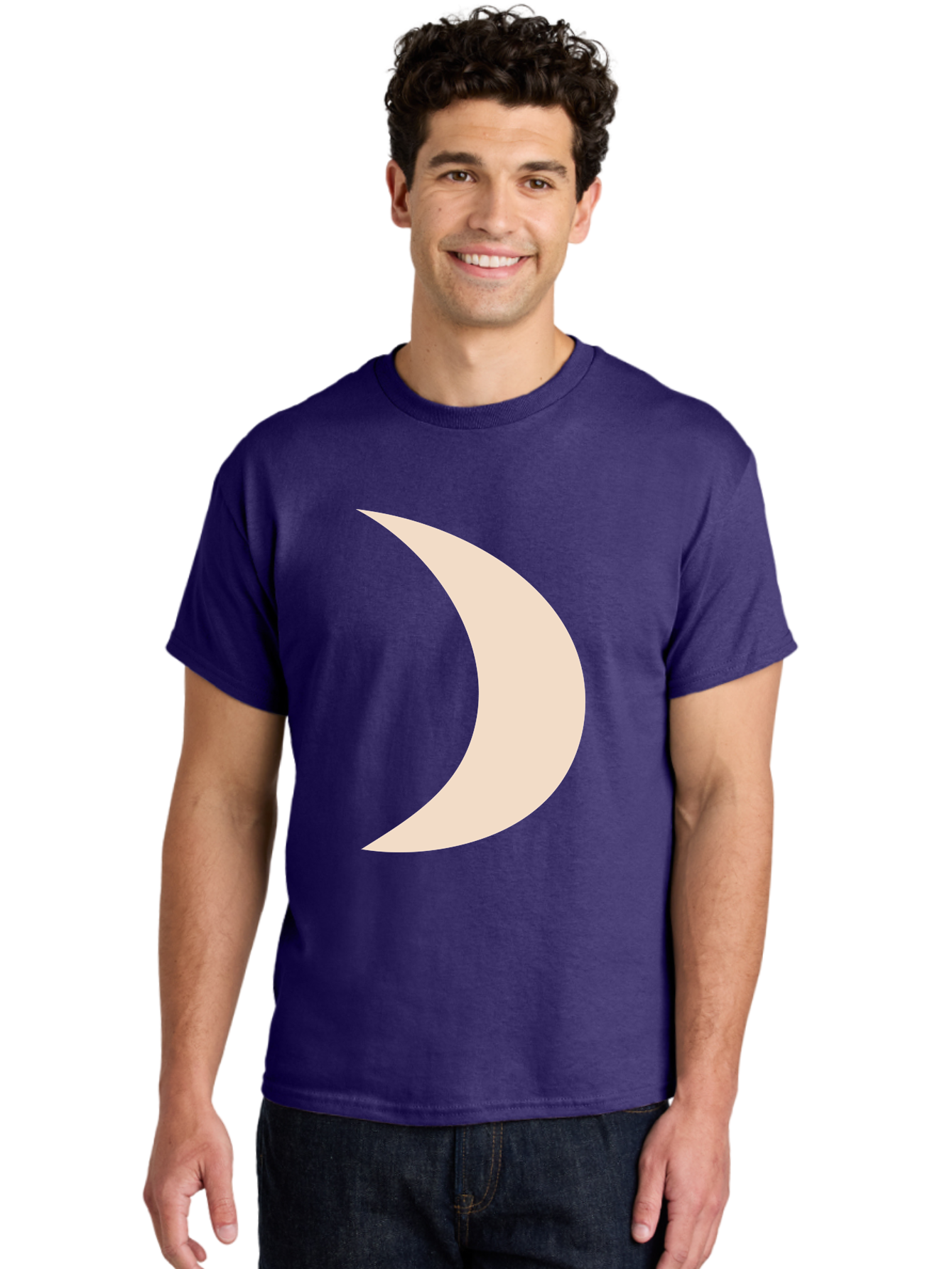 Crescent-Moon-2 Men'S Graphic Tee, 100% Cotton, Comfortable Casual Summer Wear, Machine Washable, Crescent Moon Shape, Minimalist Design, Simple Graphics, Tan Color, Abstract Art, Lunar Symbol, Night Sky Theme Aae006 28