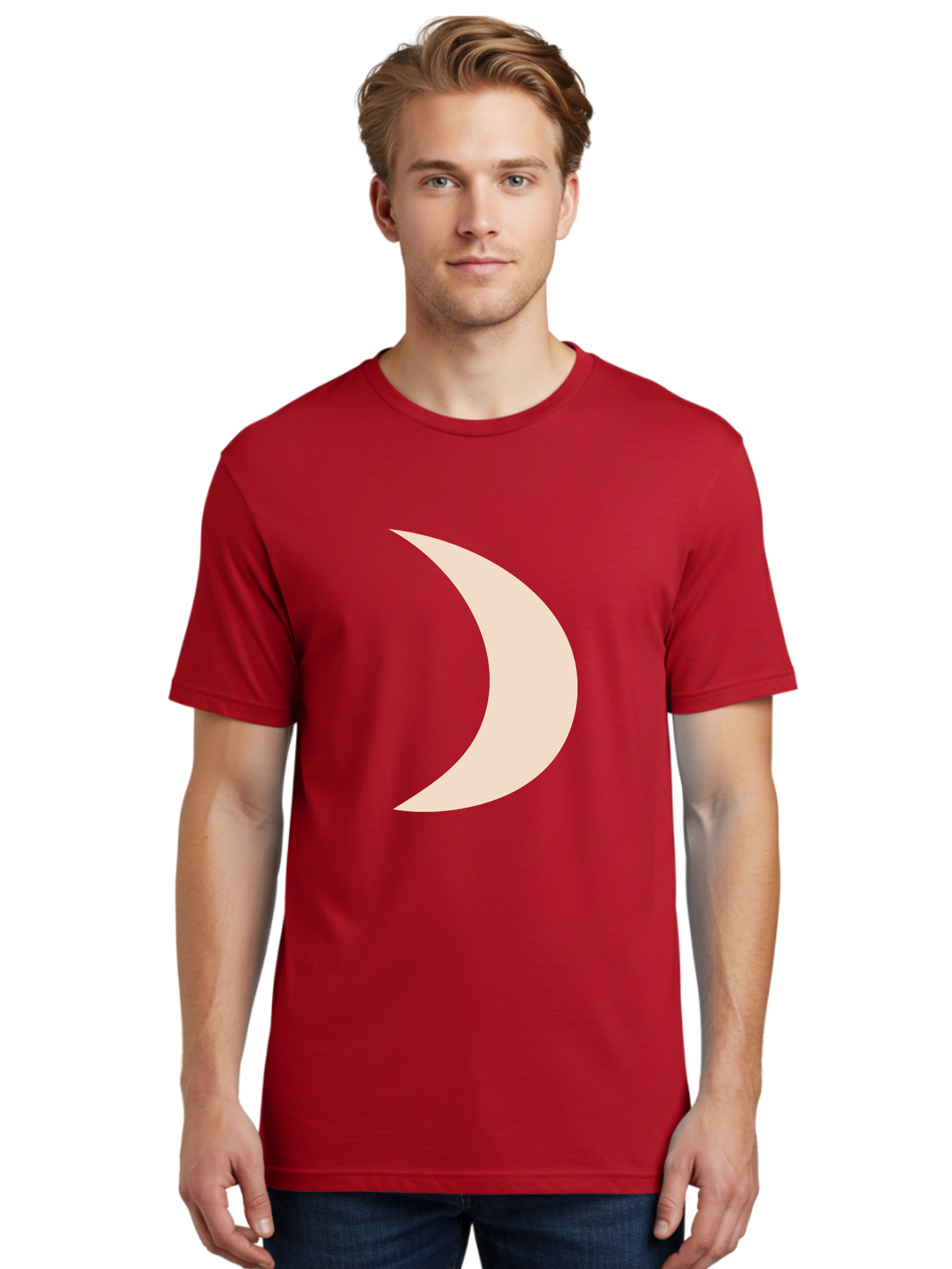 Crescent-Moon-2 Men'S Graphic Tee, 100% Cotton, Comfortable Casual Summer Wear, Machine Washable, Crescent Moon Shape, Minimalist Design, Simple Graphics, Tan Color, Abstract Art, Lunar Symbol, Night Sky Theme Aae006 12