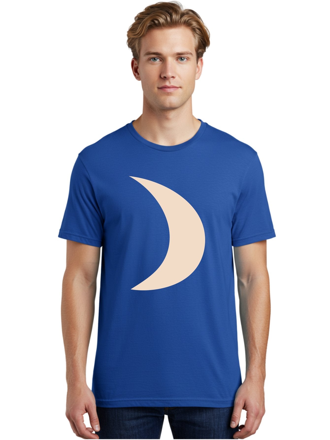 Crescent-Moon-2 Men'S Graphic Tee, 100% Cotton, Comfortable Casual Summer Wear, Machine Washable, Crescent Moon Shape, Minimalist Design, Simple Graphics, Tan Color, Abstract Art, Lunar Symbol, Night Sky Theme Aae006 18