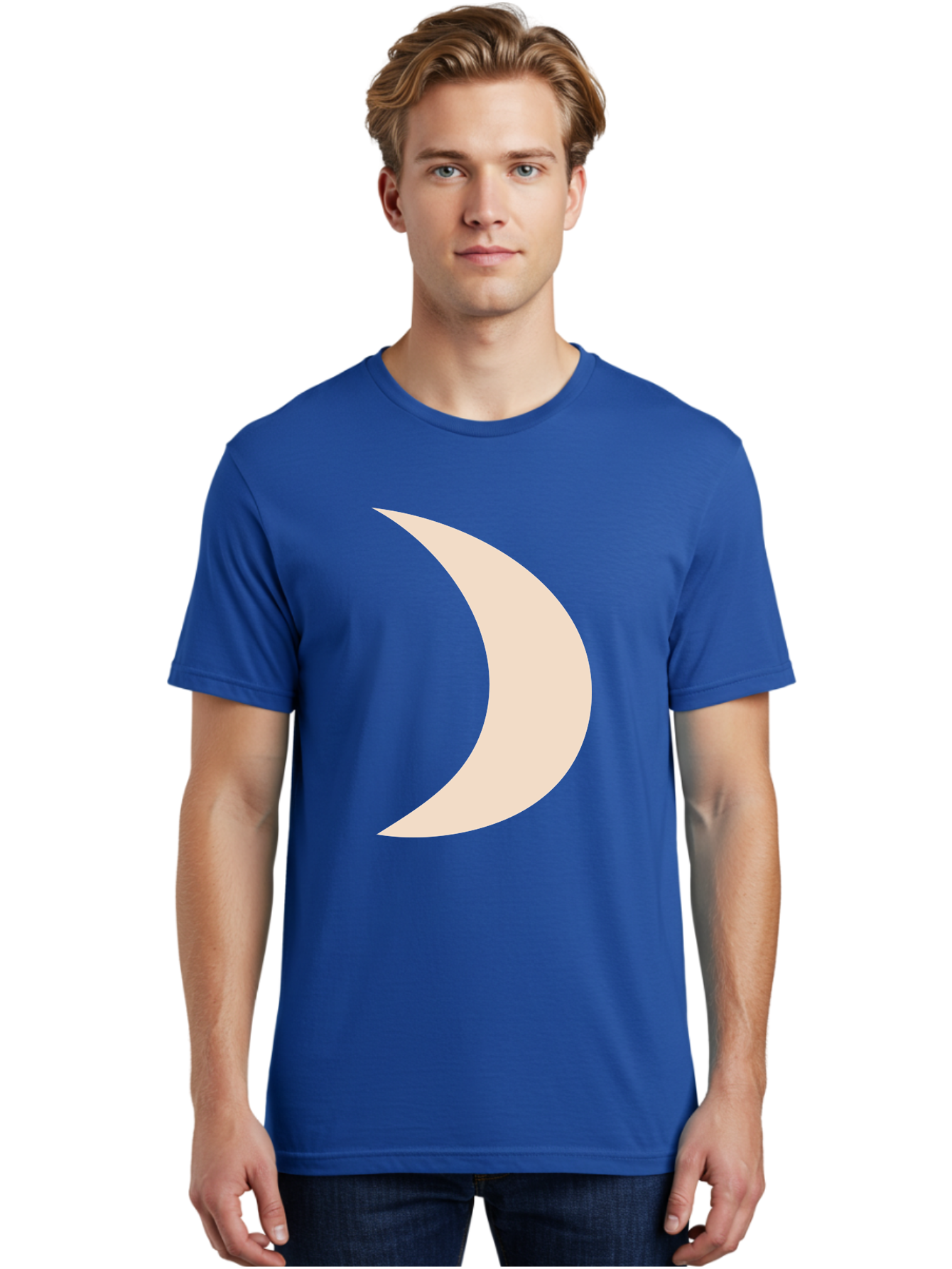 Crescent-Moon-2 Men'S Graphic Tee, 100% Cotton, Comfortable Casual Summer Wear, Machine Washable, Crescent Moon Shape, Minimalist Design, Simple Graphics, Tan Color, Abstract Art, Lunar Symbol, Night Sky Theme Aae006 24