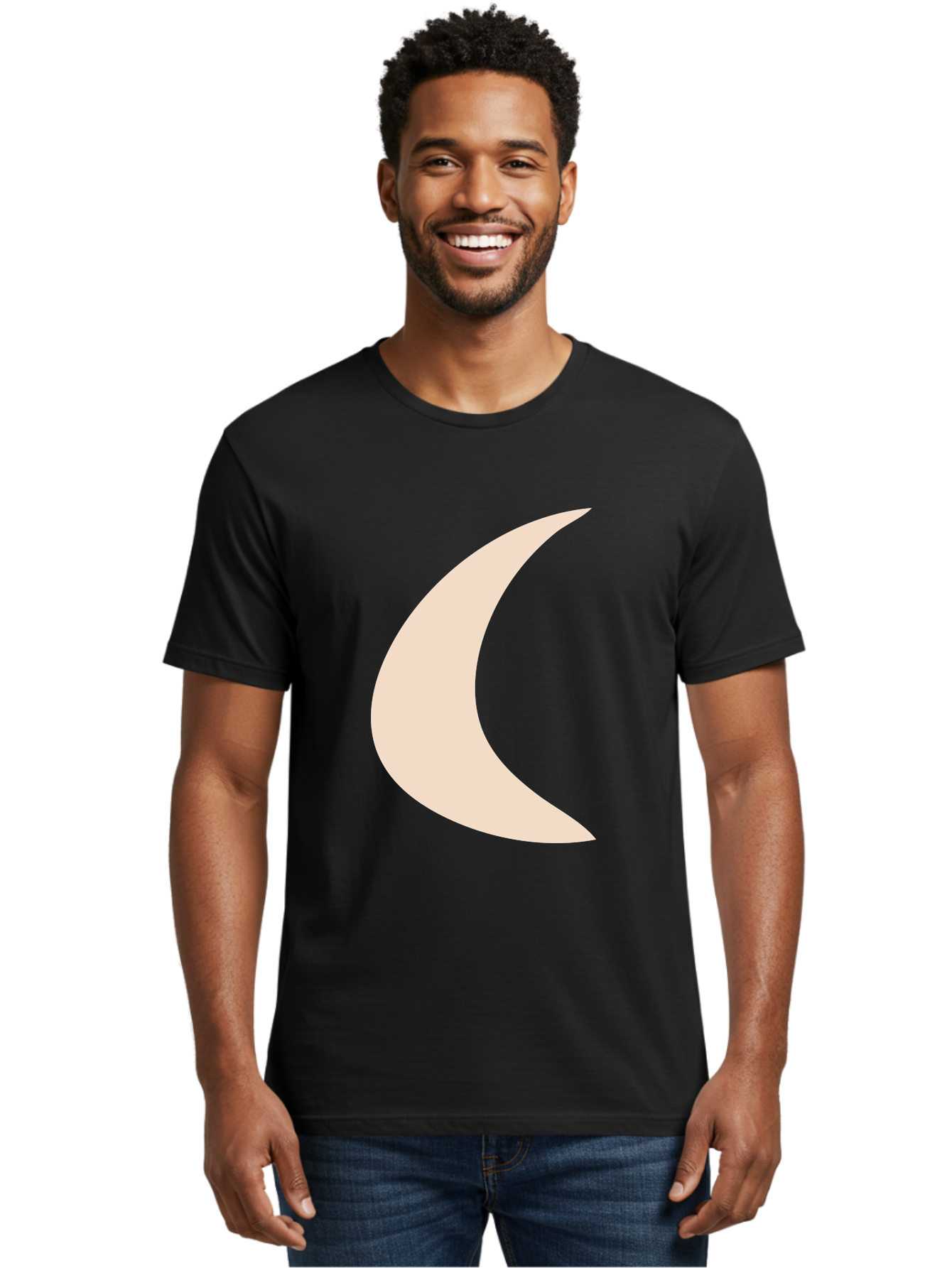 Crescent-Moon Men'S Graphic Tee, 100% Cotton, Comfortable Casual Summer Wear, Machine Washable, Crescent Moon, Pale Moon Shape, Simple Graphics, Minimalist Design, Moon Symbol, Digital Illustration, Abstract Shapes Aae007 16