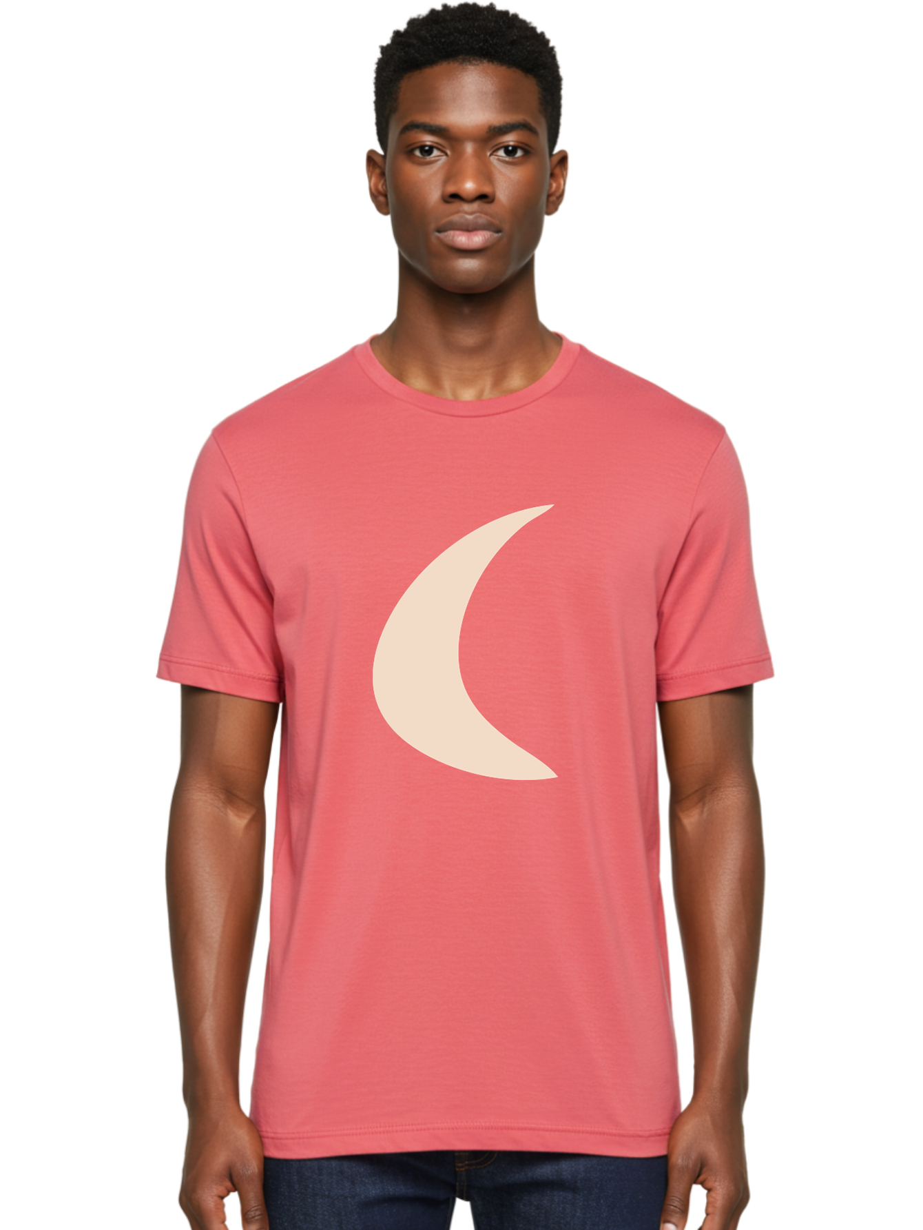 Crescent-Moon Men'S Graphic Tee, 100% Cotton, Comfortable Casual Summer Wear, Machine Washable, Crescent Moon, Pale Moon Shape, Simple Graphics, Minimalist Design, Moon Symbol, Digital Illustration, Abstract Shapes Aae007 8
