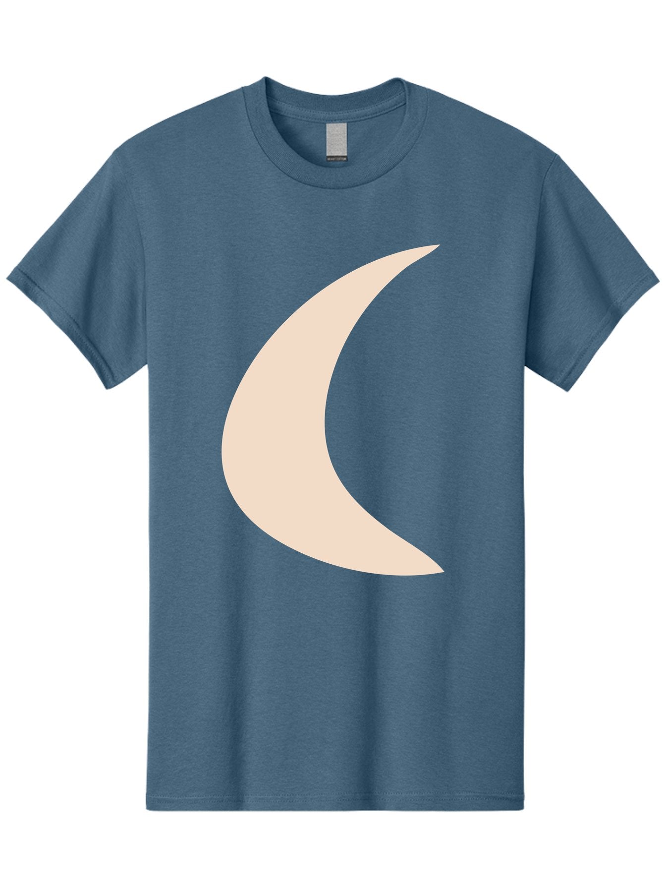 Crescent-Moon Men'S Graphic Tee, 100% Cotton, Comfortable Casual Summer Wear, Machine Washable, Crescent Moon, Pale Moon Shape, Simple Graphics, Minimalist Design, Moon Symbol, Digital Illustration, Abstract Shapes Aae007