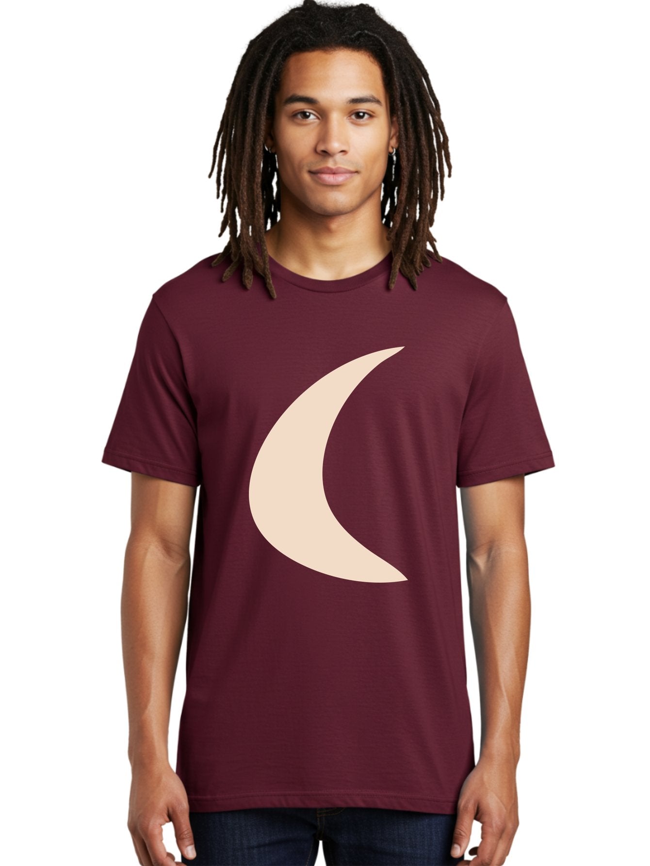Crescent-Moon Men'S Graphic Tee, 100% Cotton, Comfortable Casual Summer Wear, Machine Washable, Crescent Moon, Pale Moon Shape, Simple Graphics, Minimalist Design, Moon Symbol, Digital Illustration, Abstract Shapes Aae007 20