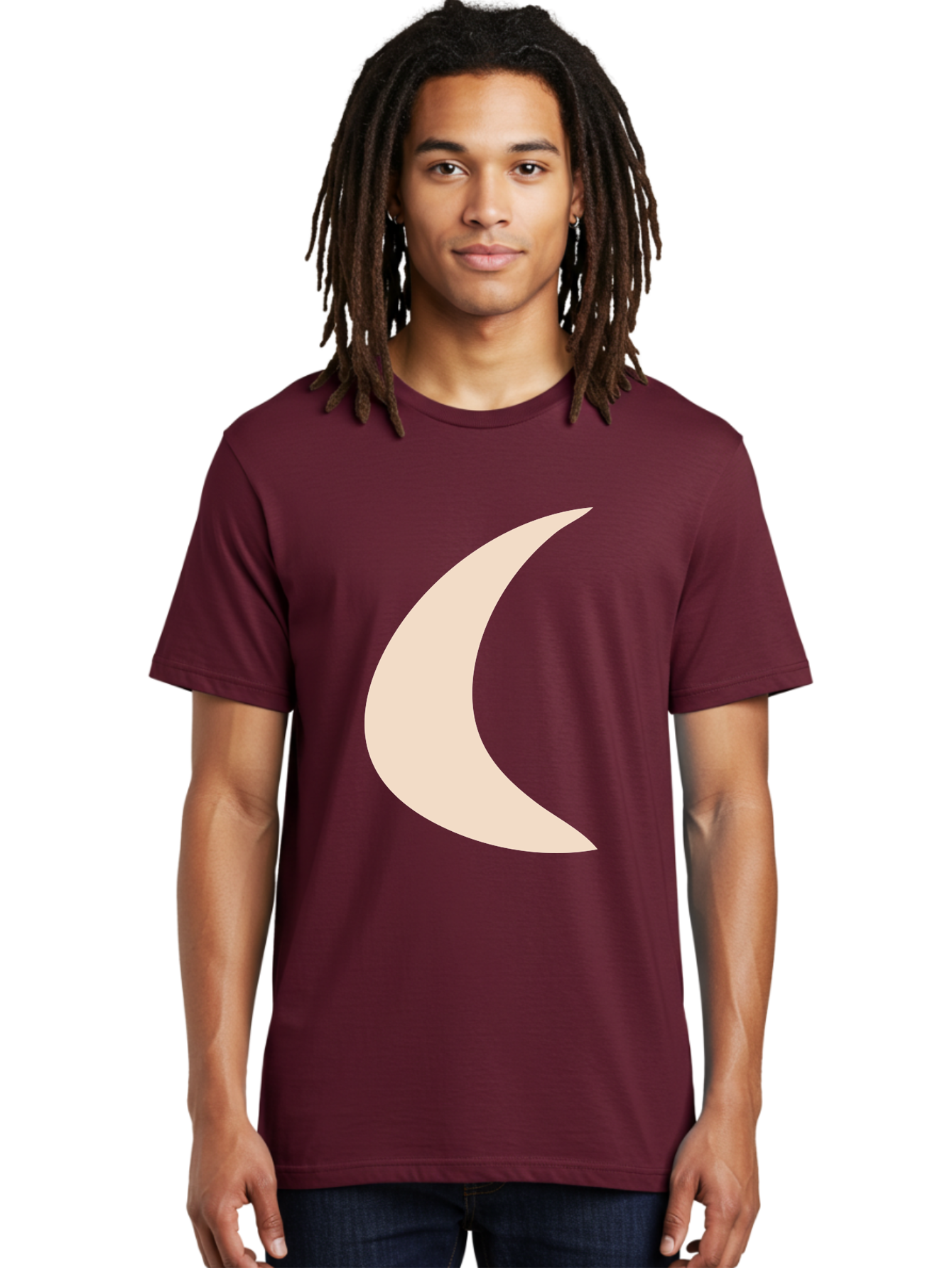Crescent-Moon Men'S Graphic Tee, 100% Cotton, Comfortable Casual Summer Wear, Machine Washable, Crescent Moon, Pale Moon Shape, Simple Graphics, Minimalist Design, Moon Symbol, Digital Illustration, Abstract Shapes Aae007 30