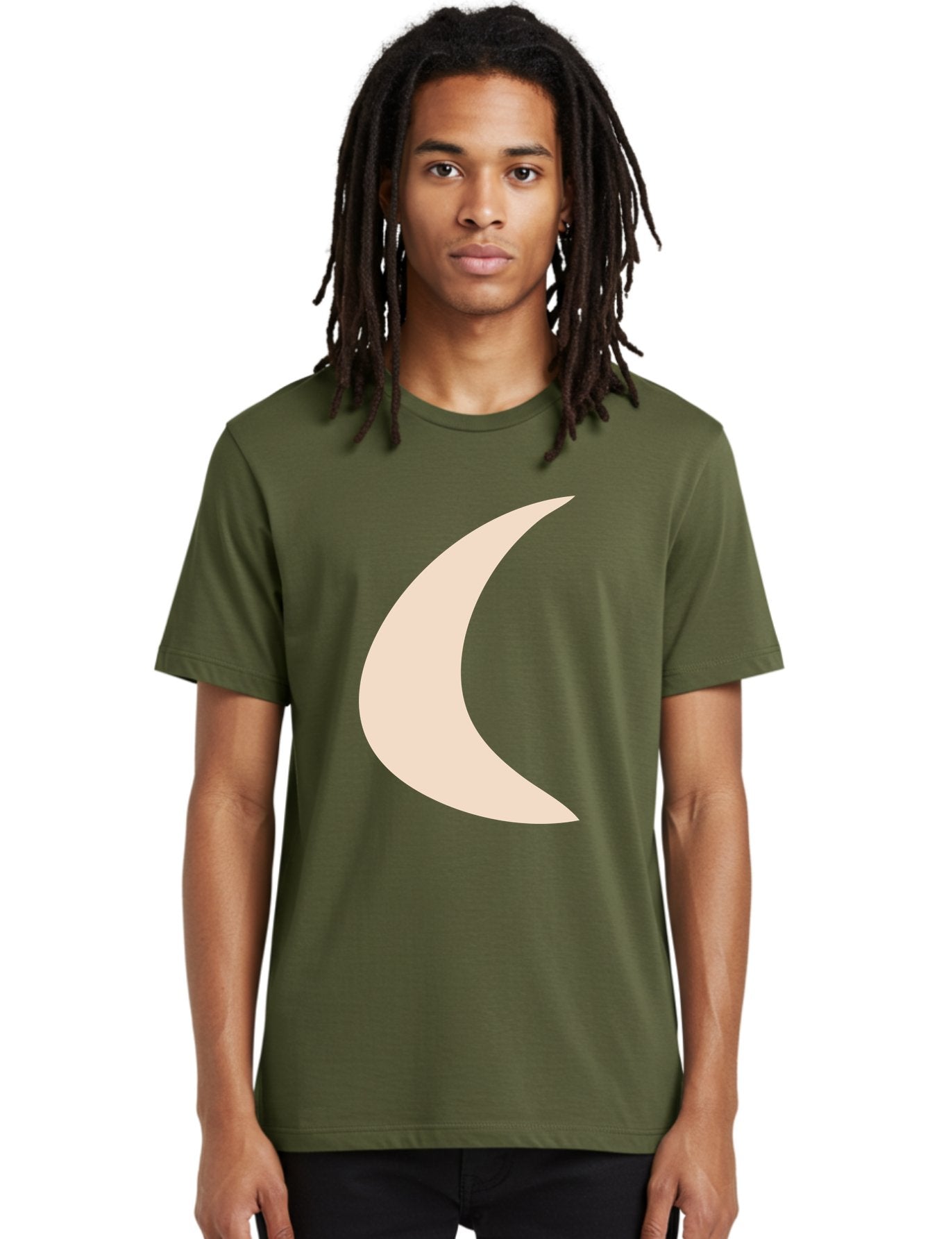 Crescent-Moon Men'S Graphic Tee, 100% Cotton, Comfortable Casual Summer Wear, Machine Washable, Crescent Moon, Pale Moon Shape, Simple Graphics, Minimalist Design, Moon Symbol, Digital Illustration, Abstract Shapes Aae007 24