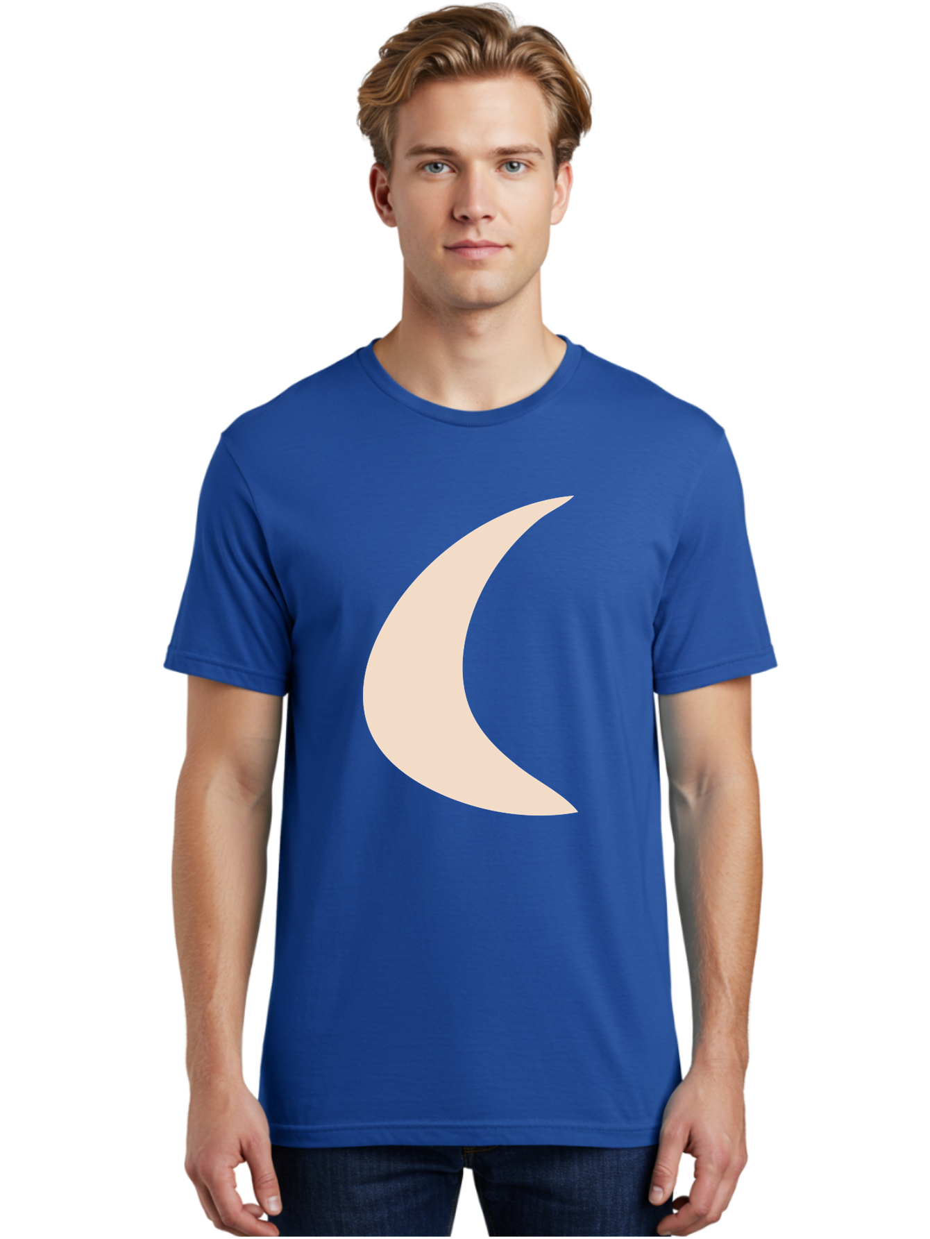 Crescent-Moon Men'S Graphic Tee, 100% Cotton, Comfortable Casual Summer Wear, Machine Washable, Crescent Moon, Pale Moon Shape, Simple Graphics, Minimalist Design, Moon Symbol, Digital Illustration, Abstract Shapes Aae007 28