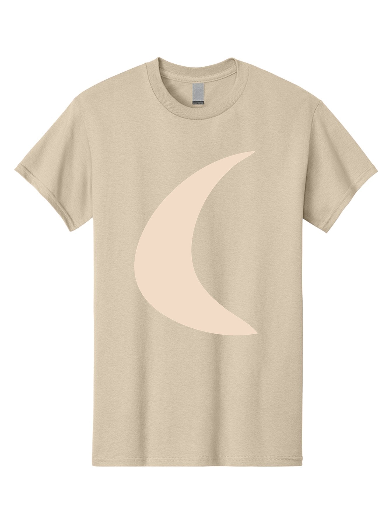 Crescent-Moon Men'S Graphic Tee, 100% Cotton, Comfortable Casual Summer Wear, Machine Washable, Crescent Moon, Pale Moon Shape, Simple Graphics, Minimalist Design, Moon Symbol, Digital Illustration, Abstract Shapes Aae007