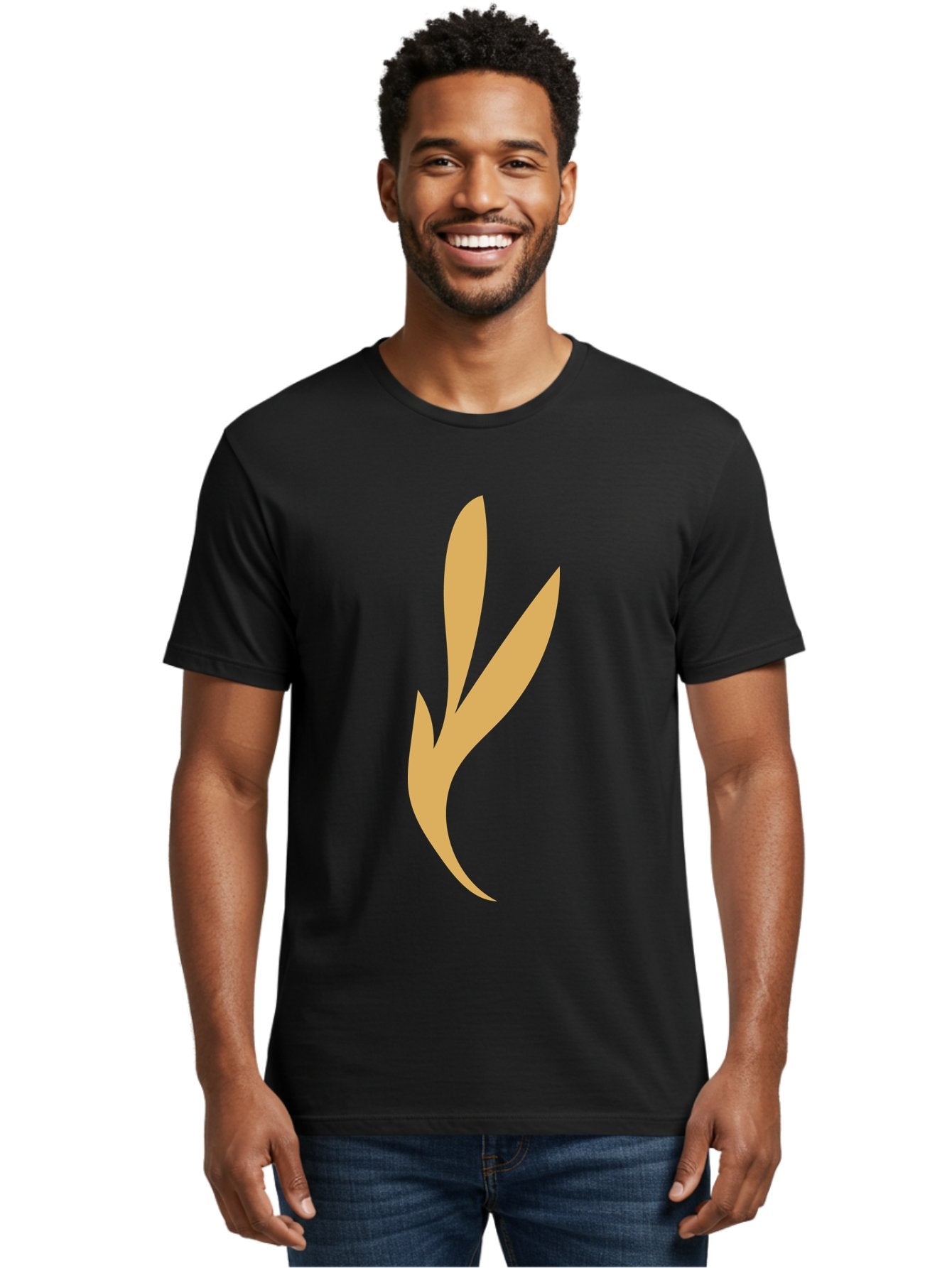 Curved-Leaf Men'S Graphic Tee, 100% Cotton, Comfortable Casual Summer Wear, Machine Washable, Orange Abstract Leaf, Simple Design, Minimalist Art, Stylized Foliage, Modern Graphic, Creative Illustration, Abstract Shape, Digital Art Aae008 23