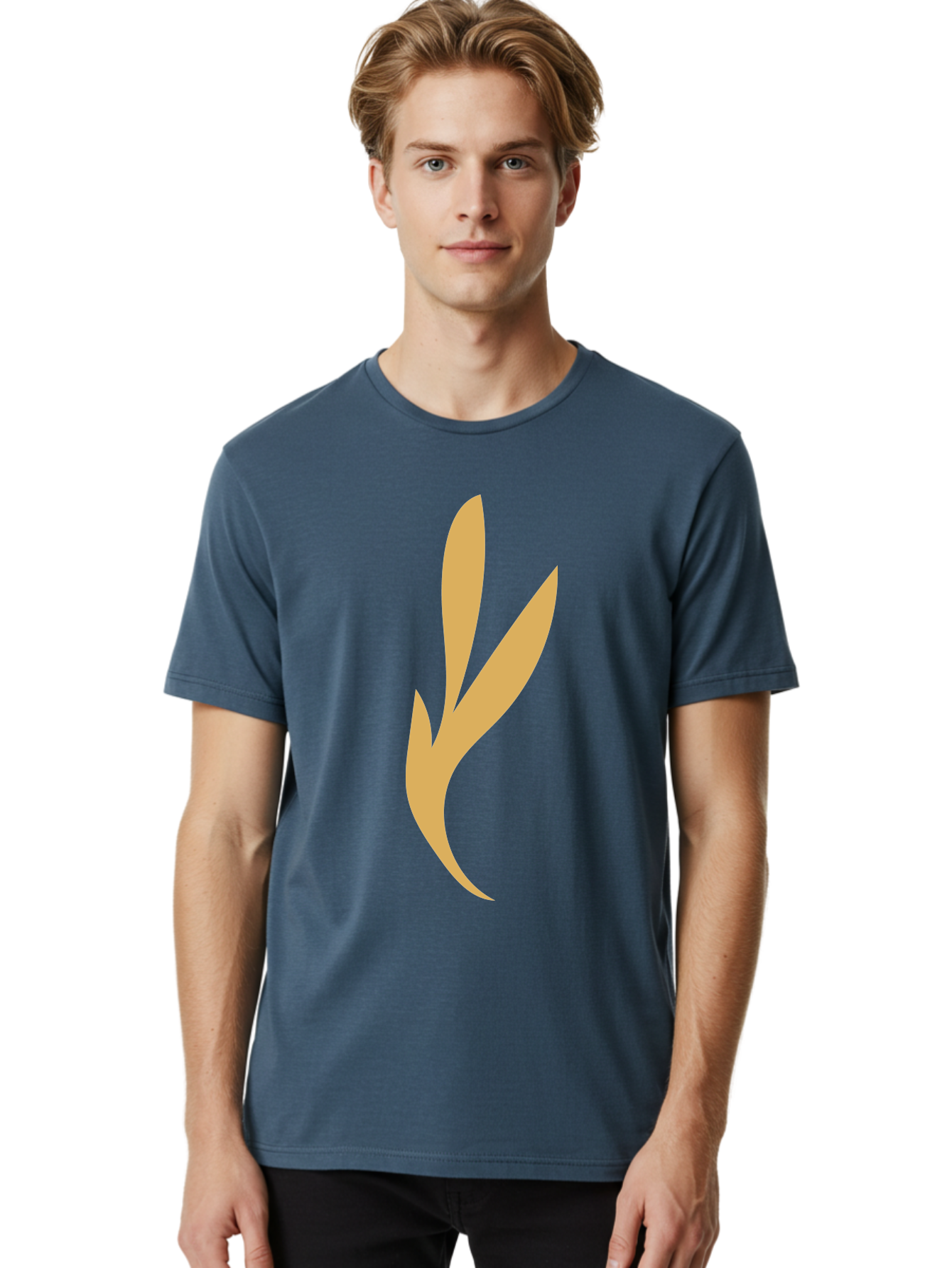 Curved-Leaf Men'S Graphic Tee, 100% Cotton, Comfortable Casual Summer Wear, Machine Washable, Orange Abstract Leaf, Simple Design, Minimalist Art, Stylized Foliage, Modern Graphic, Creative Illustration, Abstract Shape, Digital Art Aae008 6