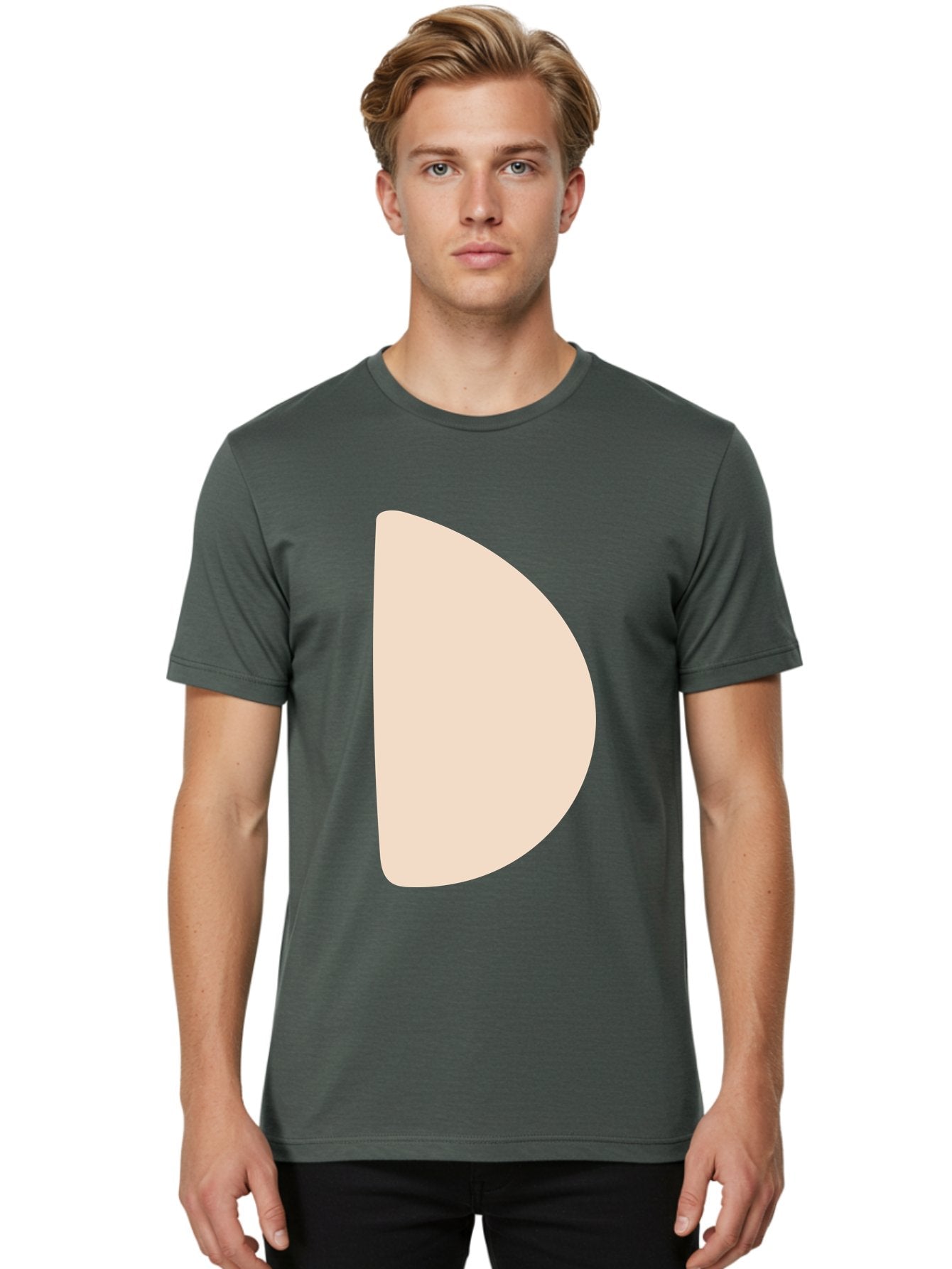 D Men'S Graphic Tee, 100% Cotton, Comfortable Casual Summer Wear, Machine Washable, Pacman Character, Simple Design, Minimalist Art, Beige Color, Retro Gaming, Iconic Symbol, Classic Video Game Aae009 25